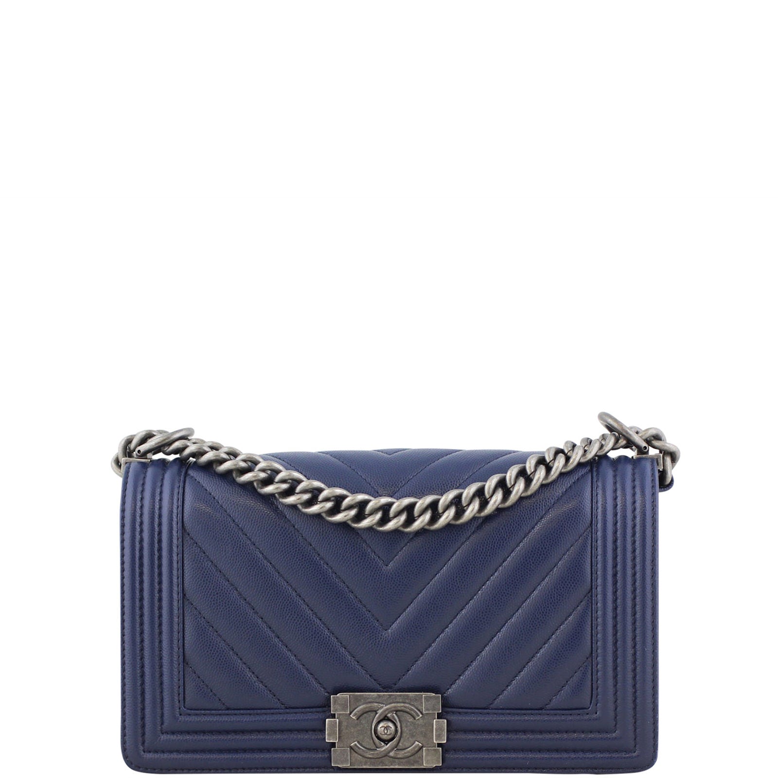 Chanel Boy Chevron Old Medium | Silver Hardware