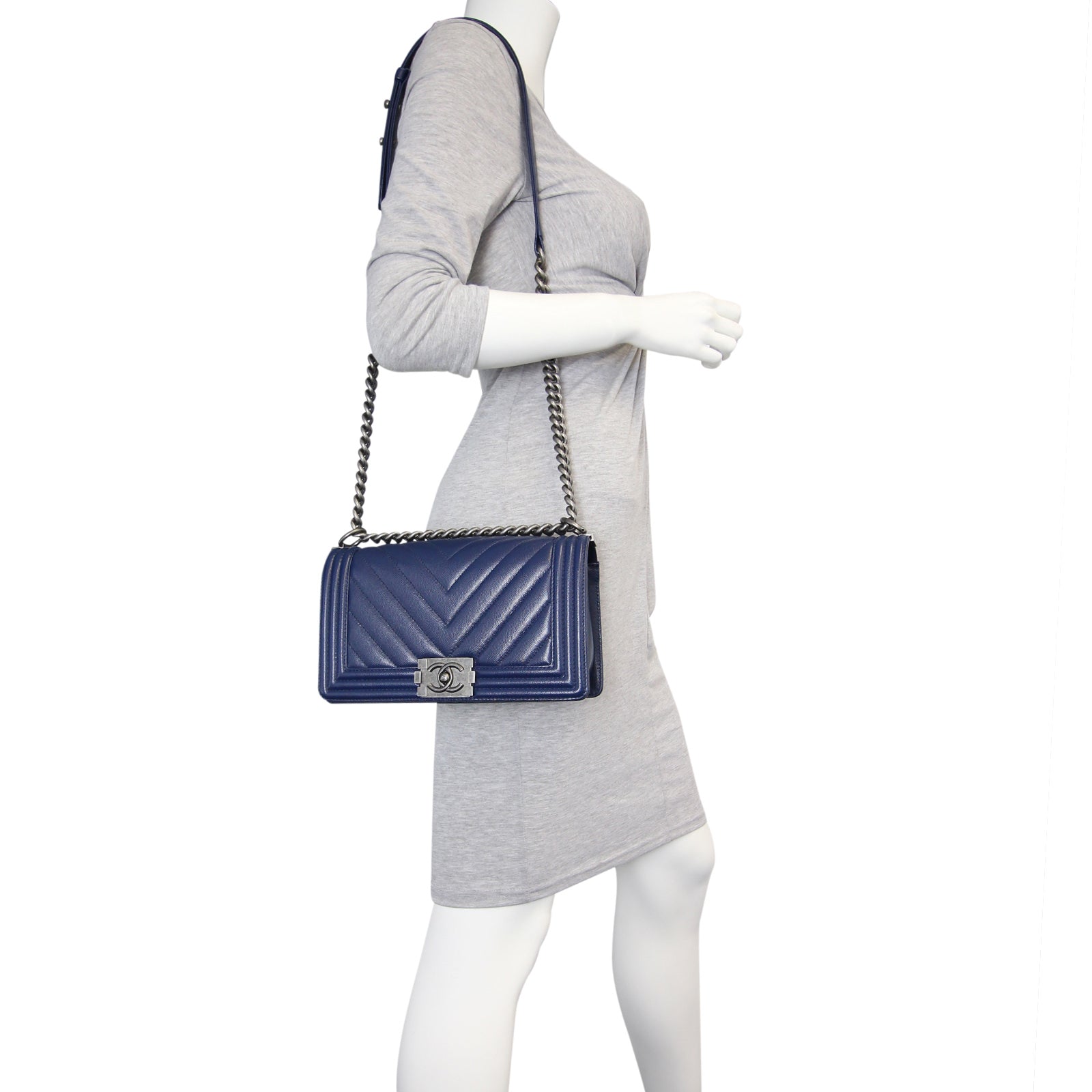 Chanel Boy Chevron Old Medium | Silver Hardware