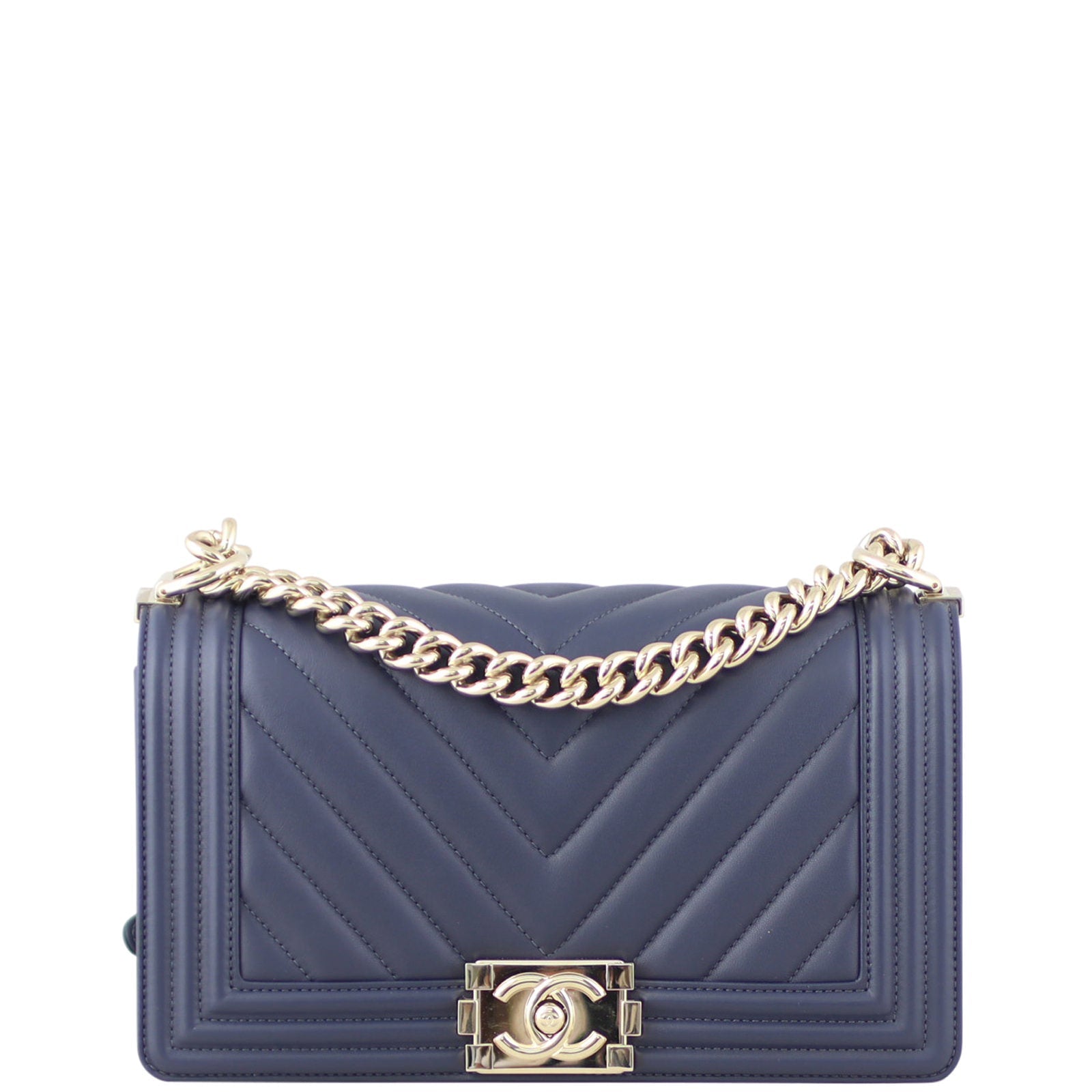 Chanel Boy Chevron Old Medium |  Navy Blue