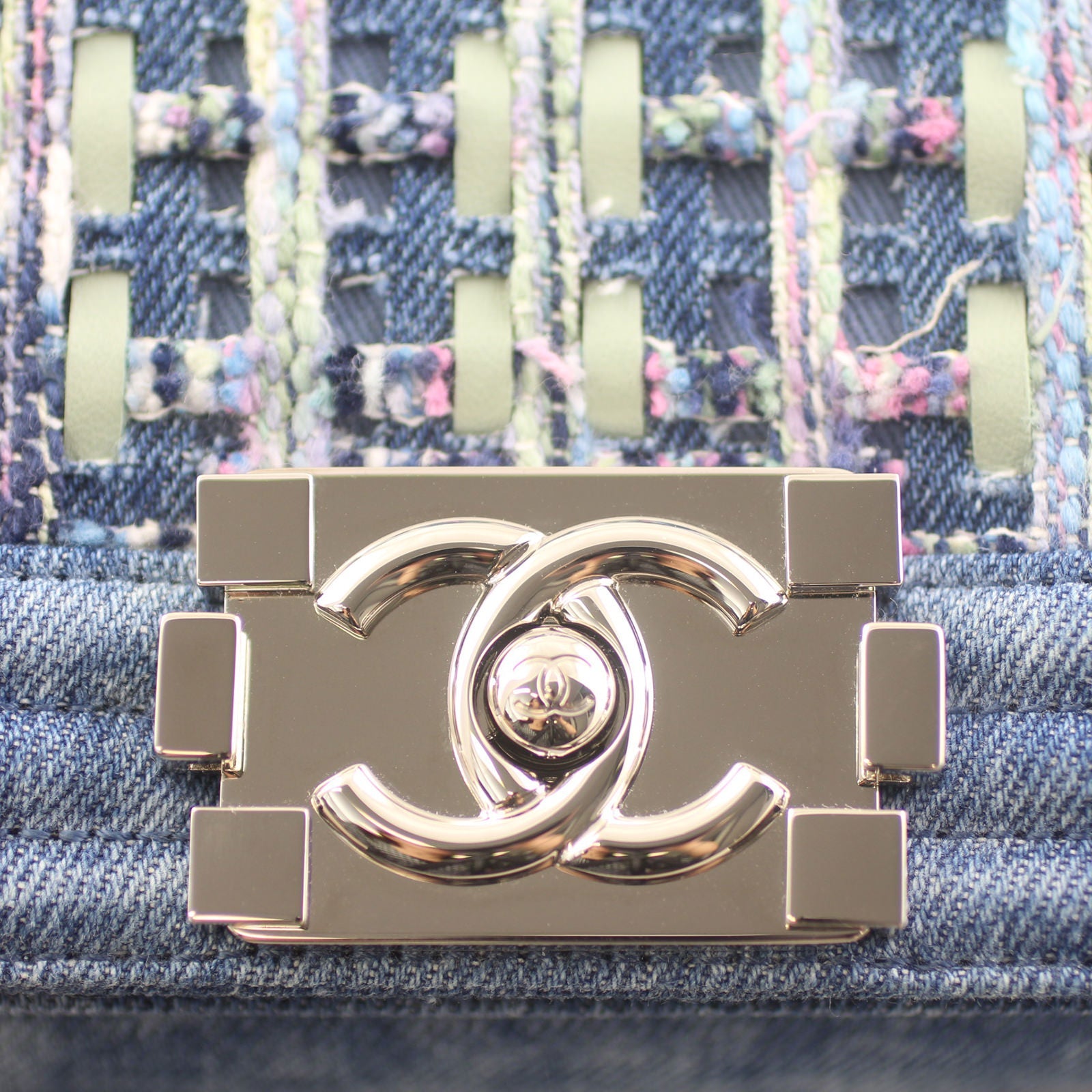 Chanel Tweed and Denim Boy Old Medium