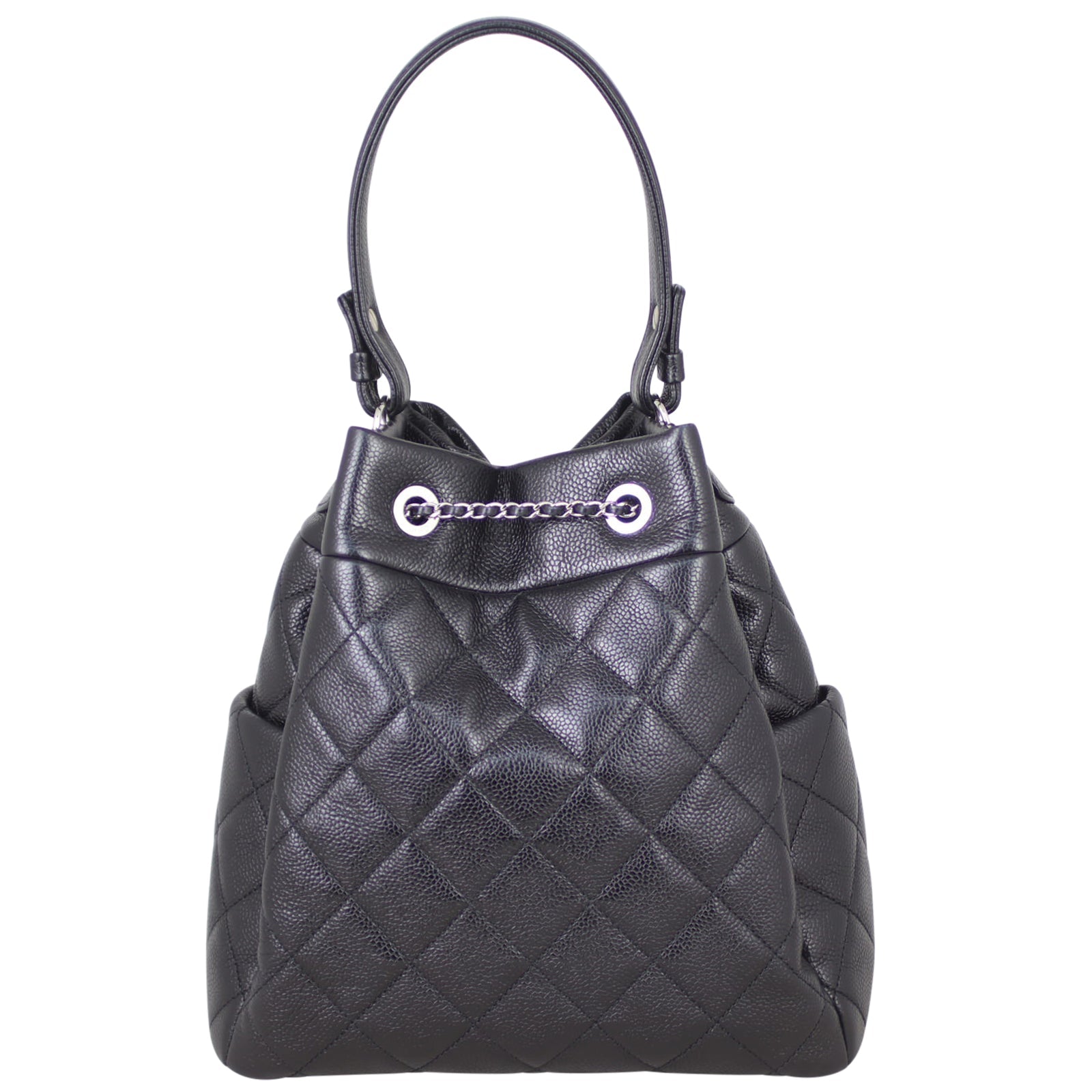 Chanel Quilted CC Drawstring Bucket Bag | Black Soft