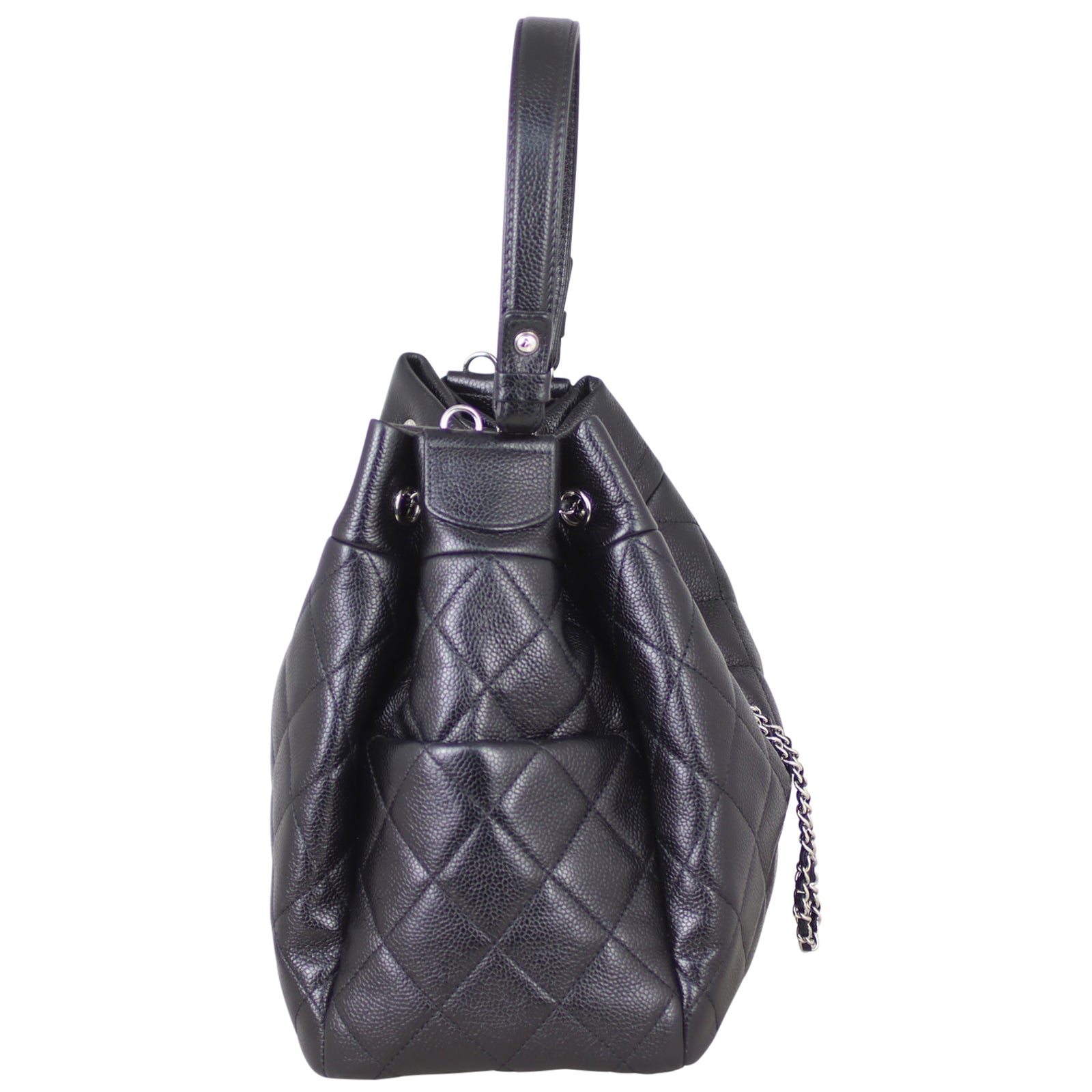 Chanel Quilted CC Drawstring Bucket Bag | Black Soft