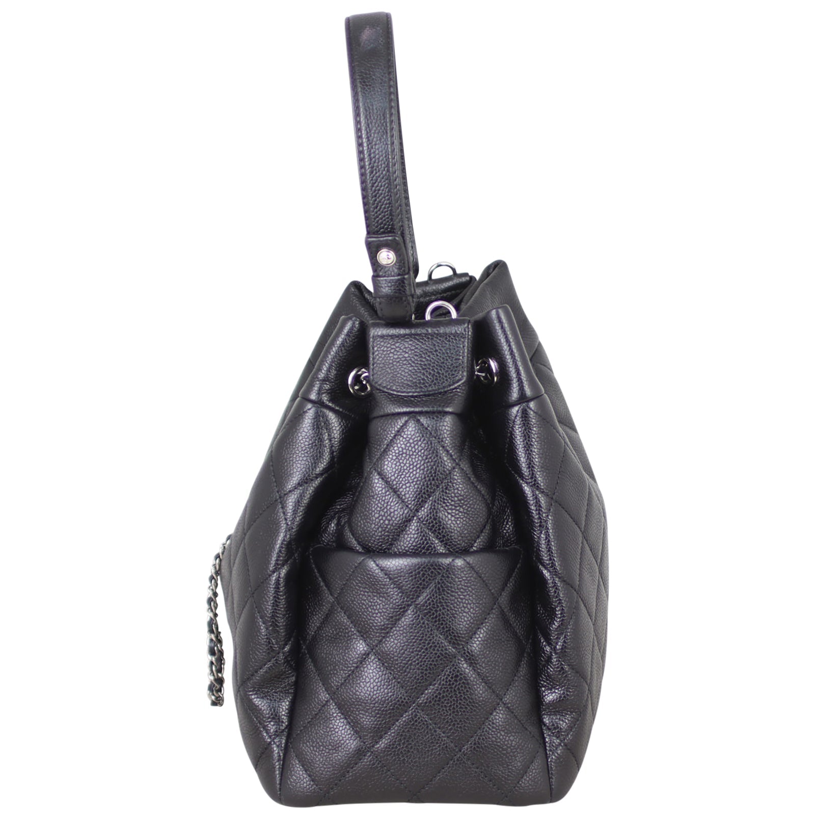 Chanel Quilted CC Drawstring Bucket Bag | Black Soft