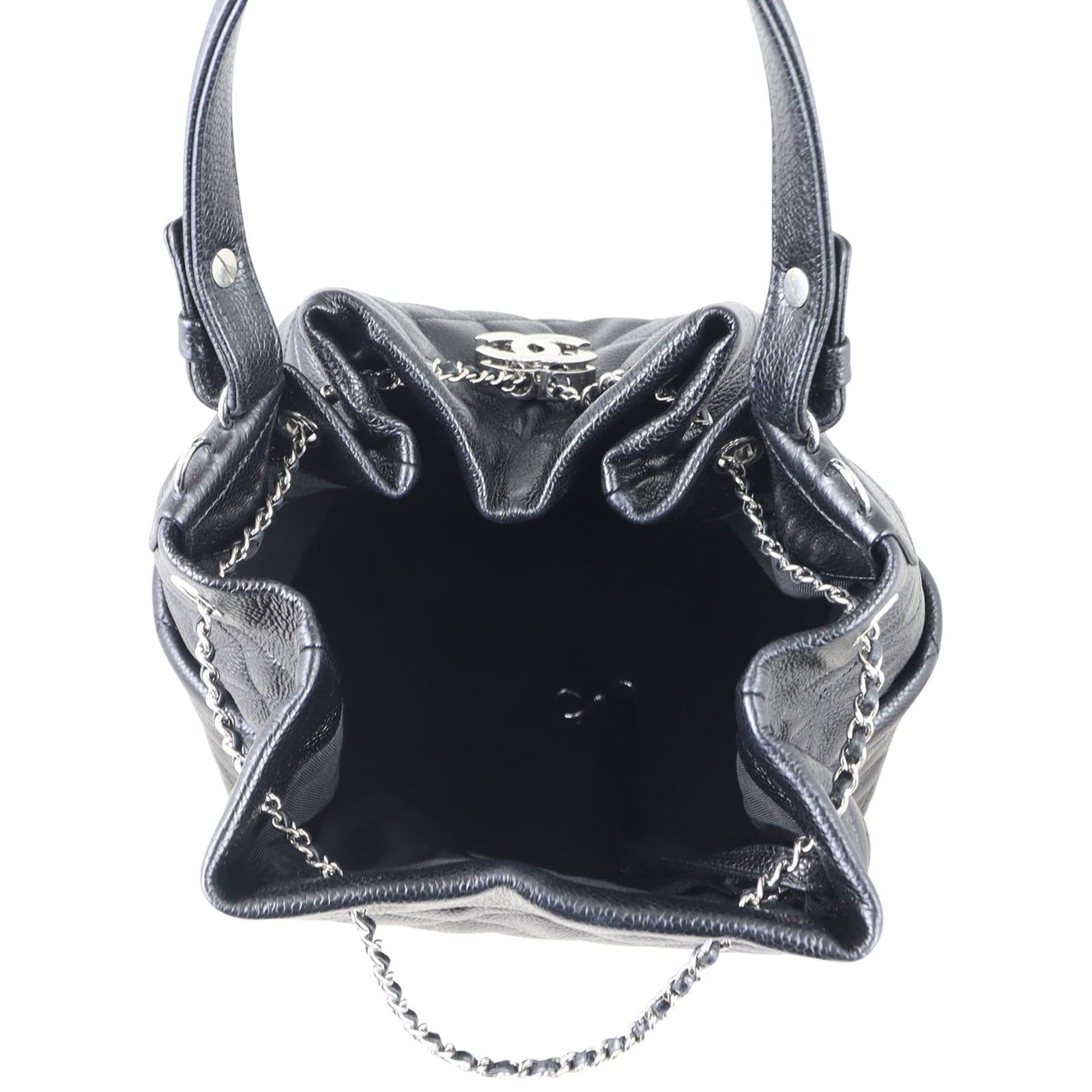 Chanel Quilted CC Drawstring Bucket Bag | Black Soft