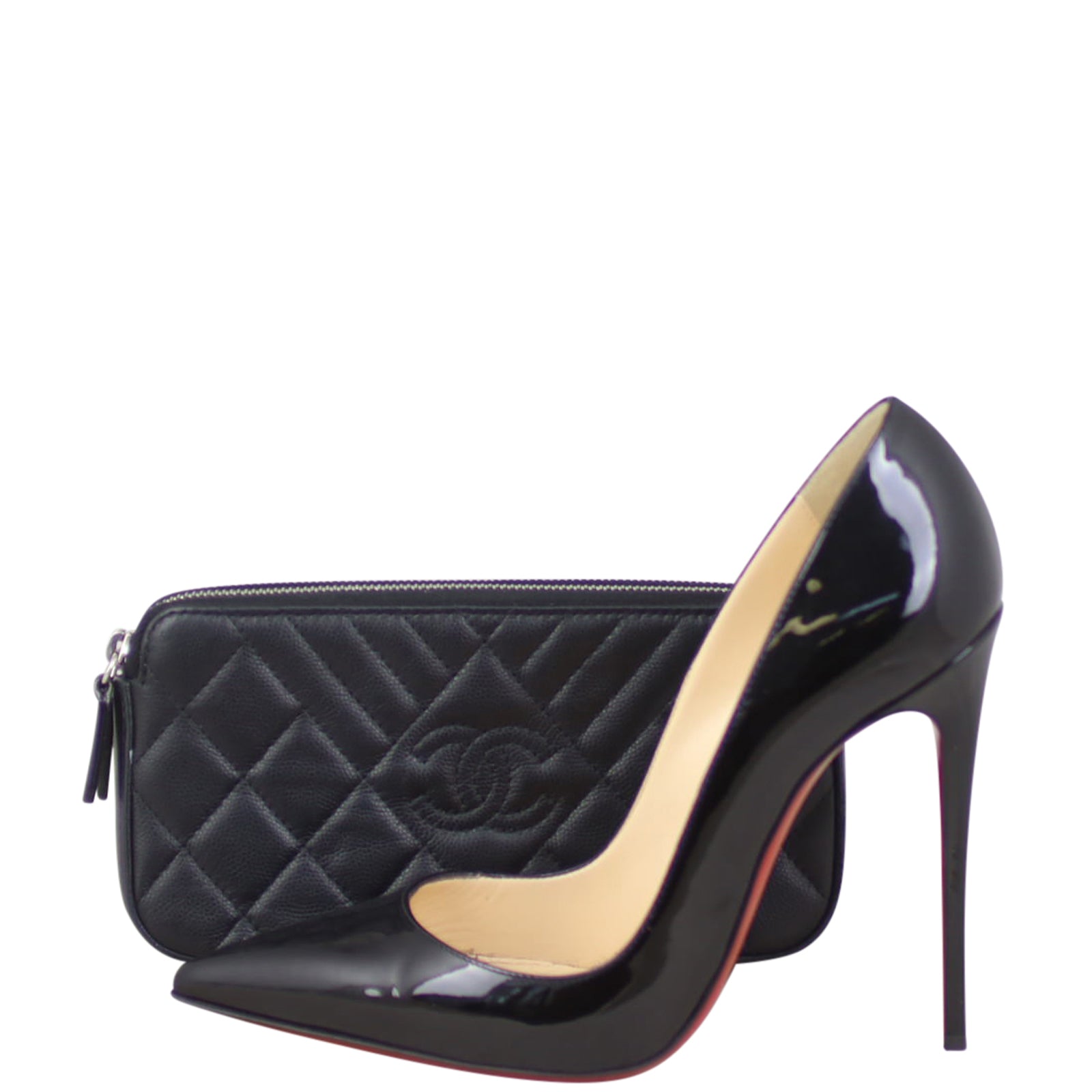 Chanel CC Double Zip Clutch with Chain | Black