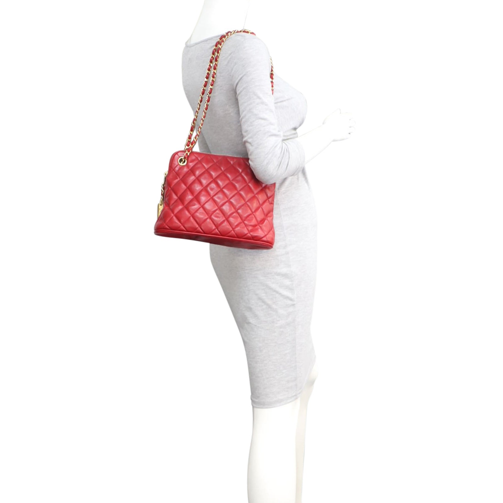 Chanel CC Quilted Tote Bag | Deep Red