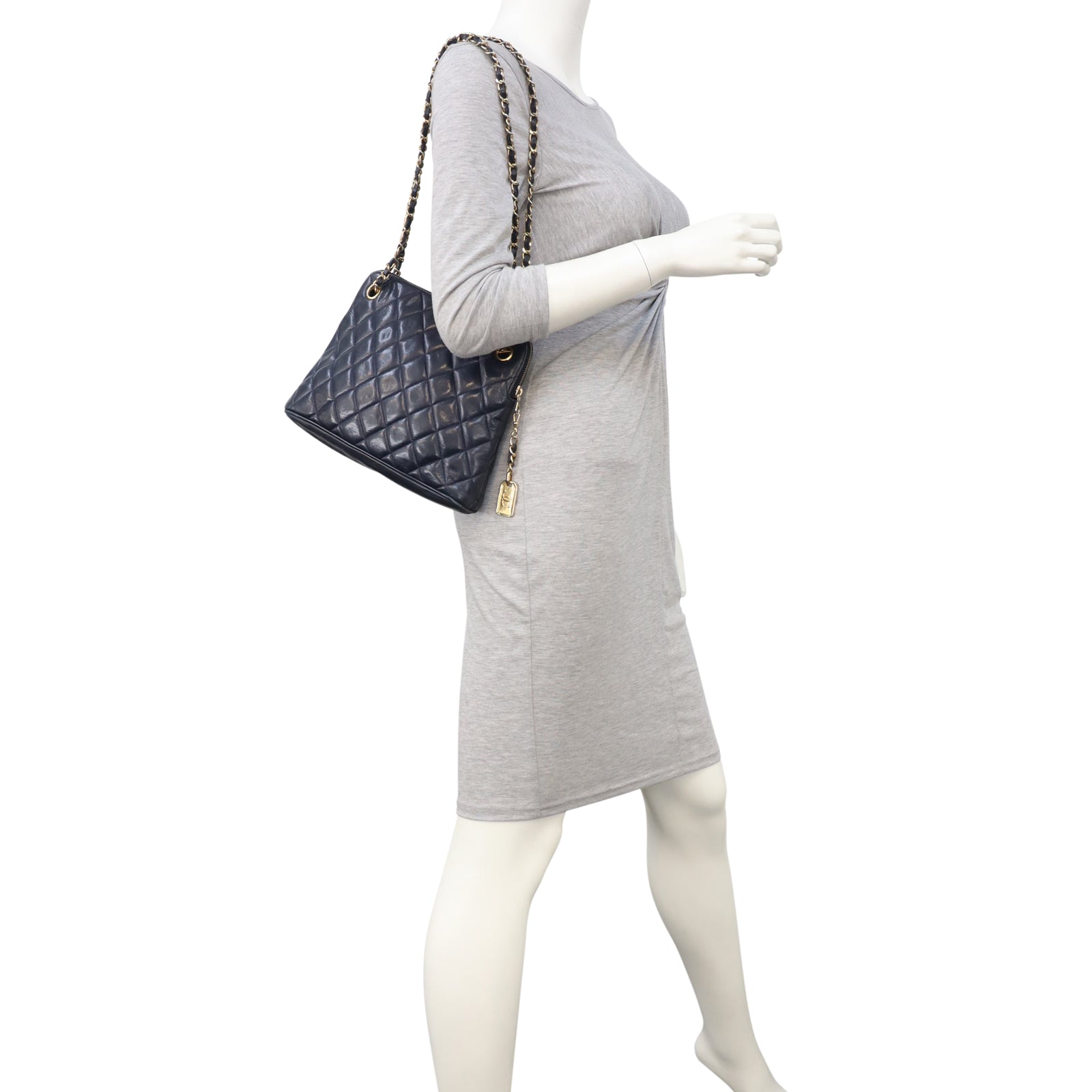 Chanel CC Quilted Tote Bag | Navy Blue