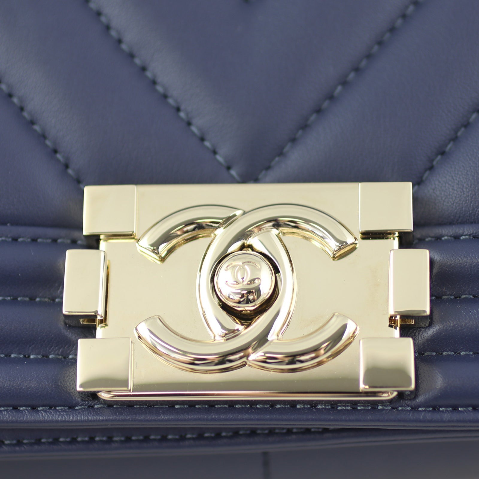 Chanel Boy Chevron Old Medium |  Navy Blue