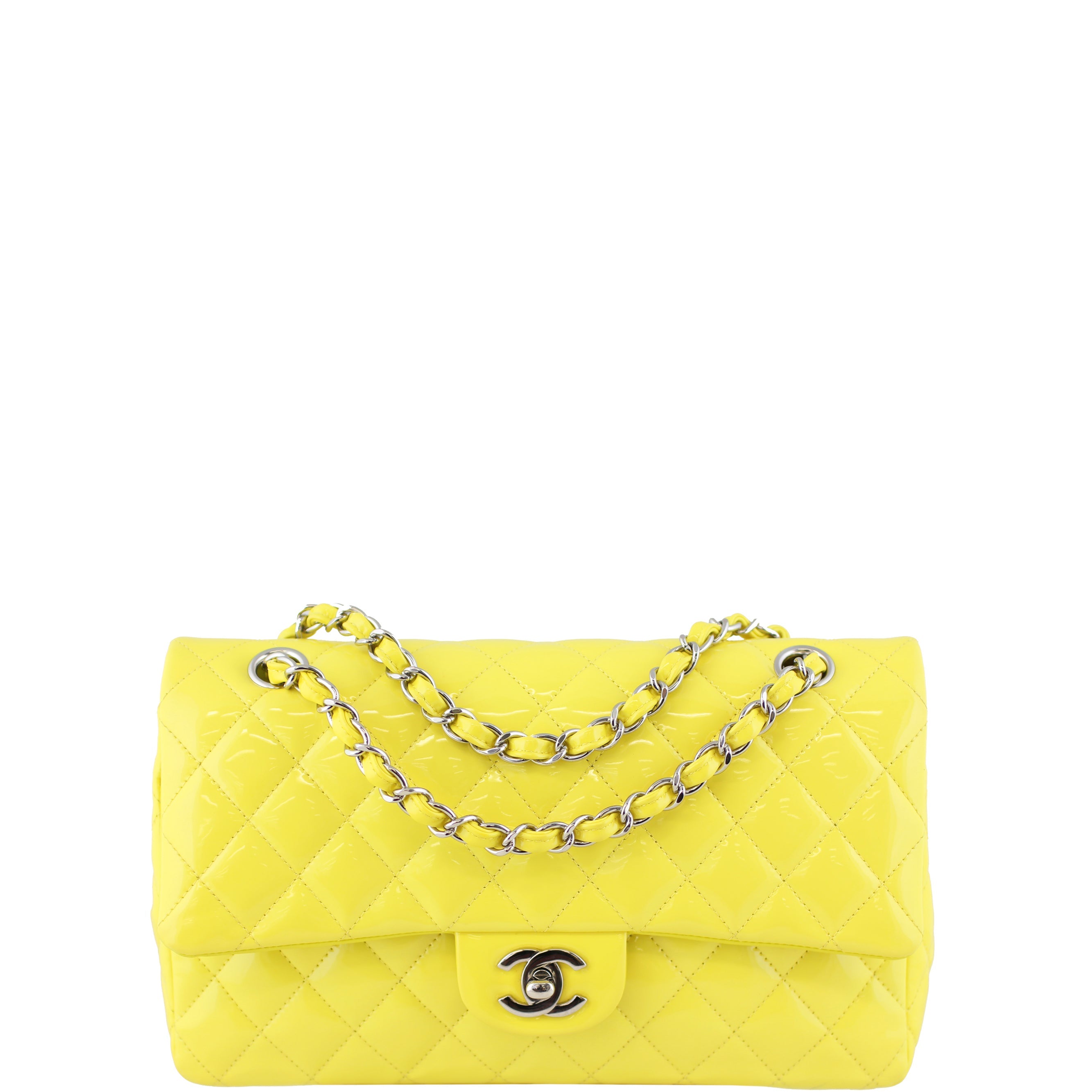 Chanel Classic Double Flap Medium Patent | Yellow