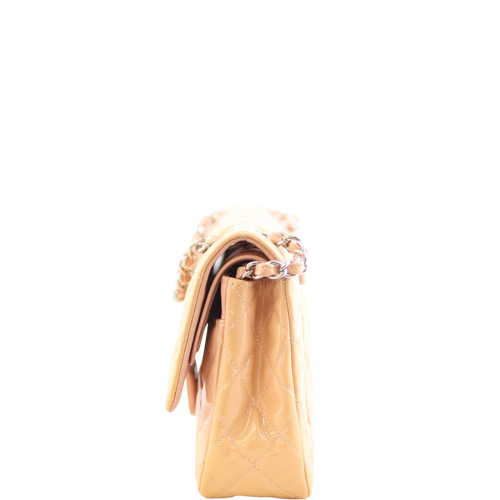 Chanel Classic Double Flap Medium Patent Bag | Rose Beige