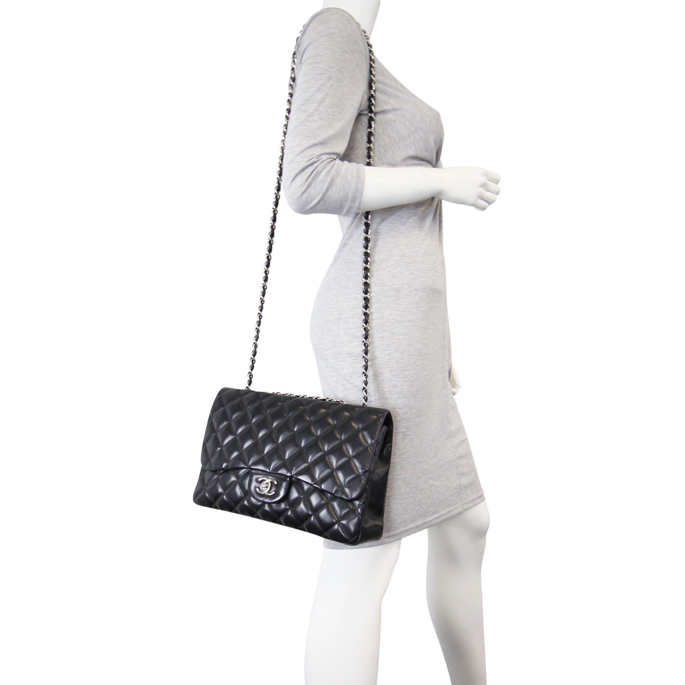 Chanel Classic Single Flap Jumbo | Black Lambskin 13 Series