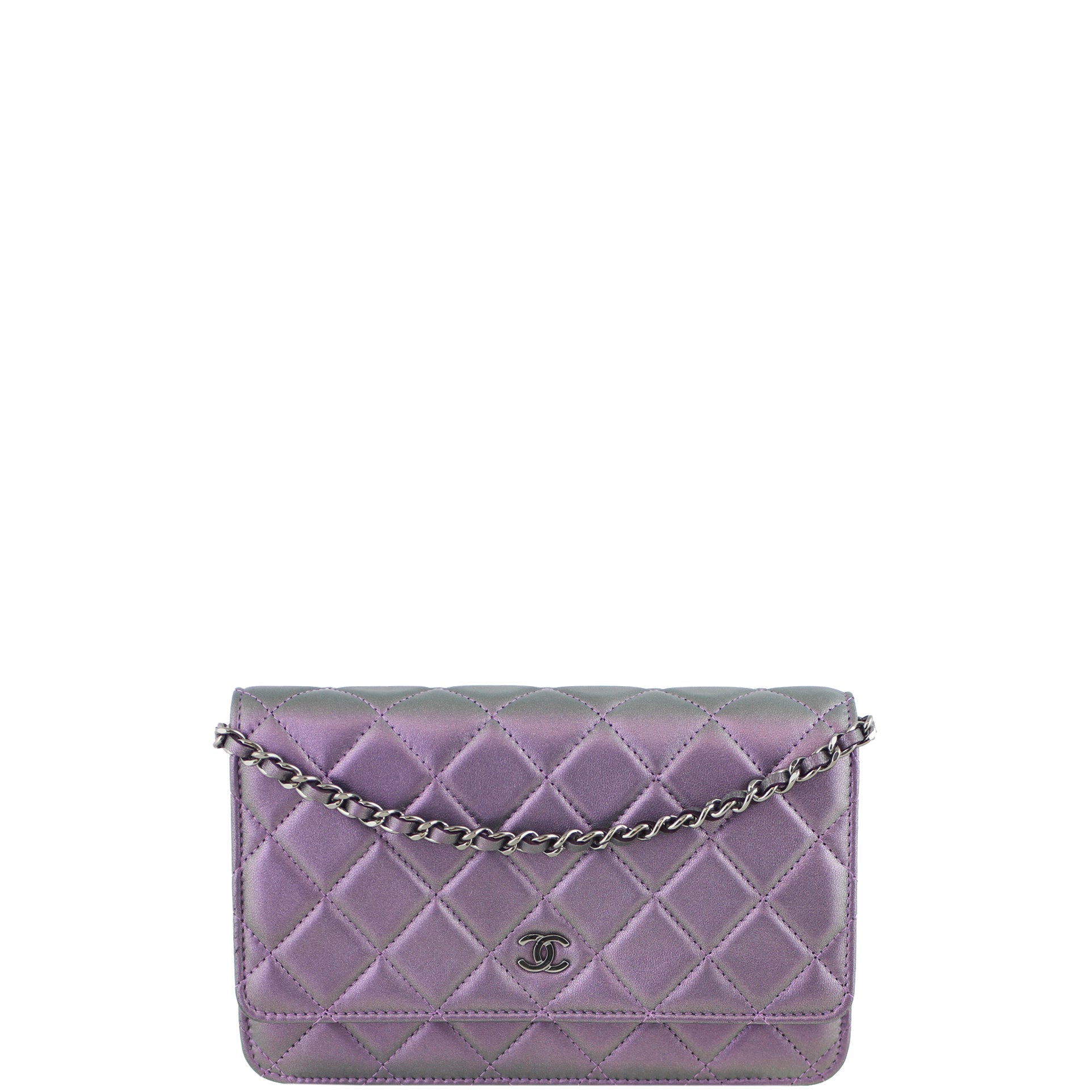 Chanel Classic Wallet On Chain Iridescent | Purple And Green