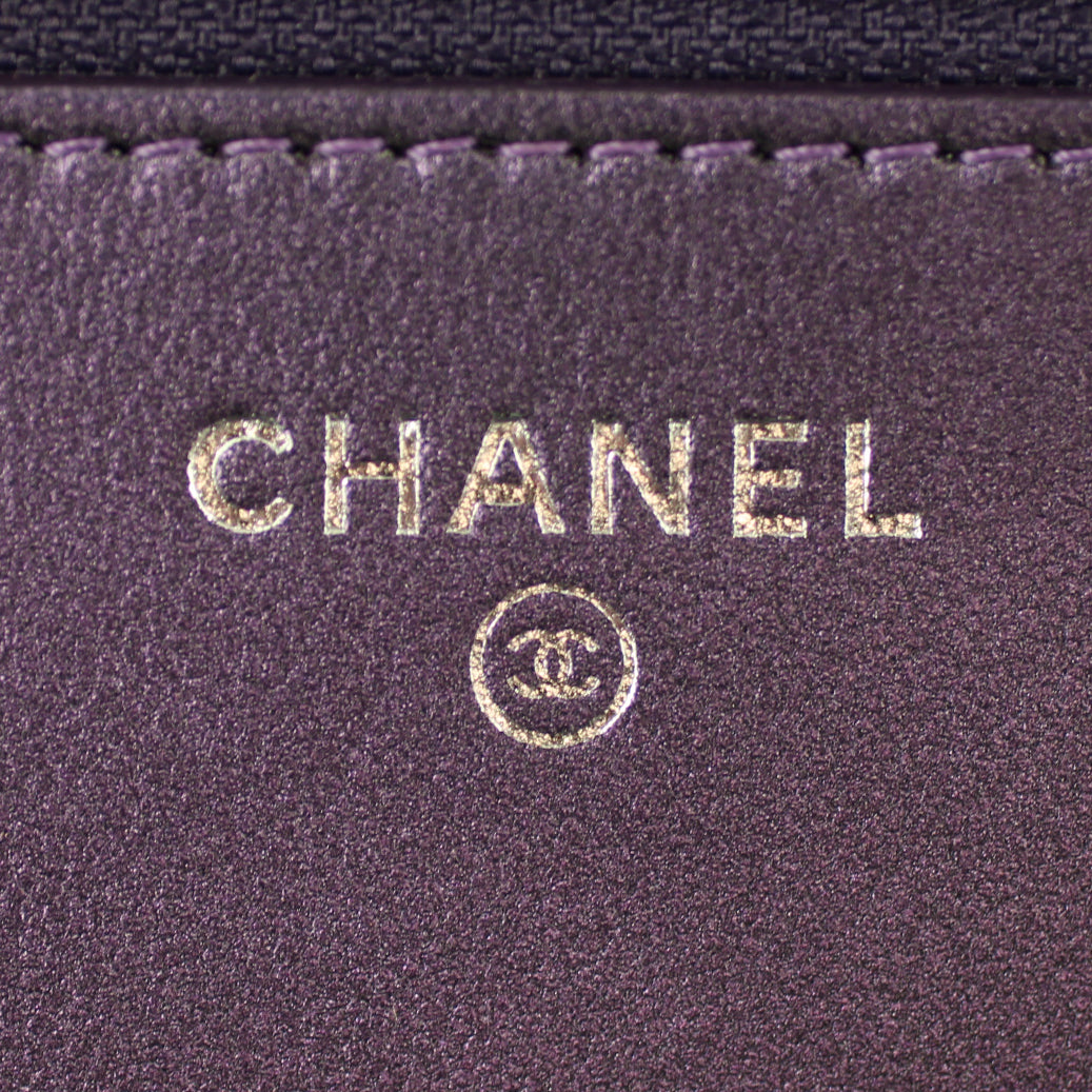 Chanel Classic Wallet On Chain Iridescent | Purple And Green