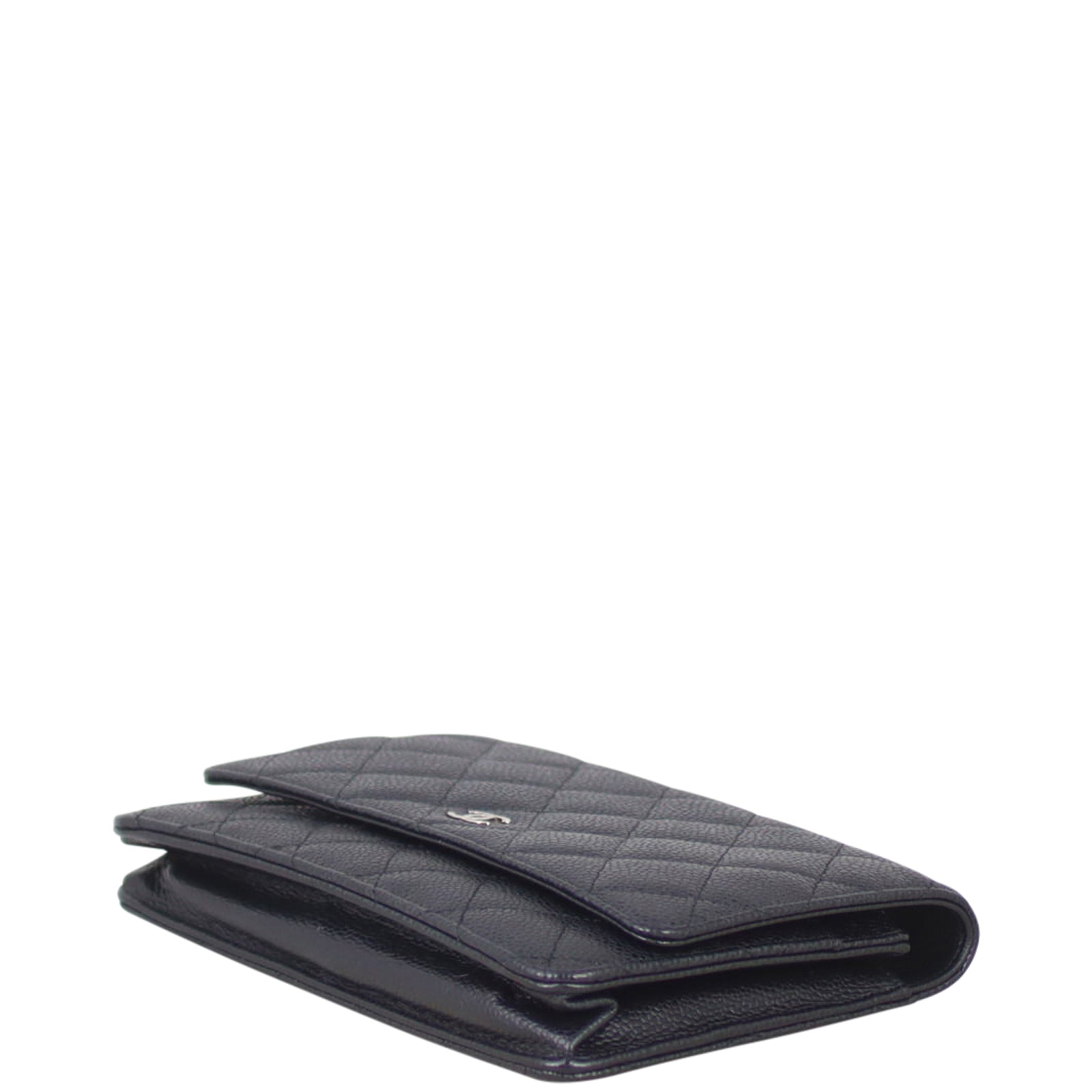 Chanel Classic Wallet on Chain | Black Caviar Silver