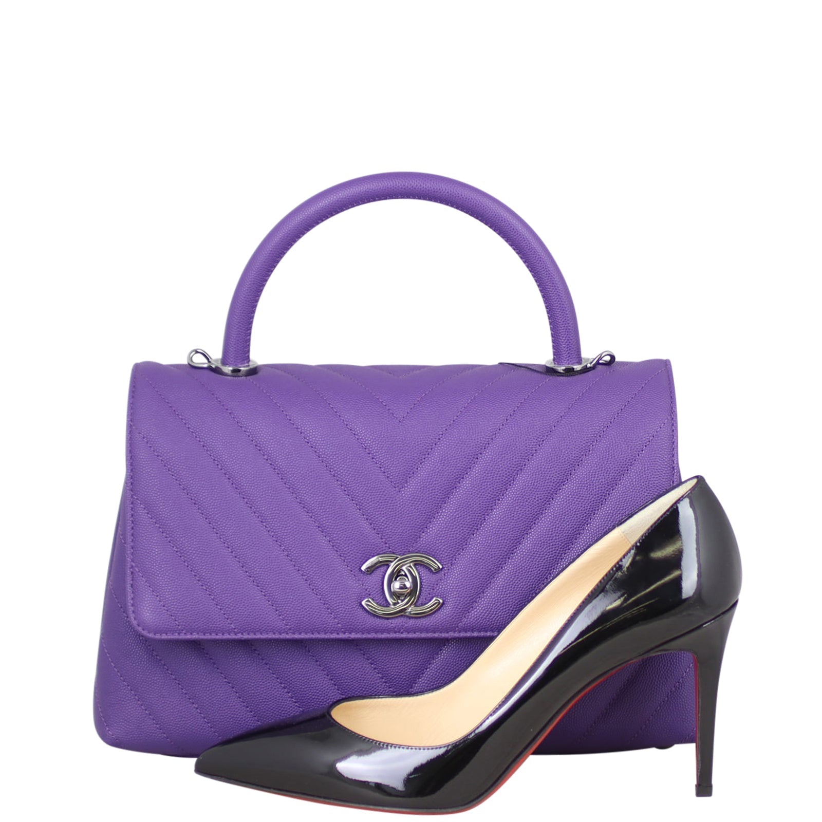 Chanel Coco Top Handle Medium Bag | Rich Purple