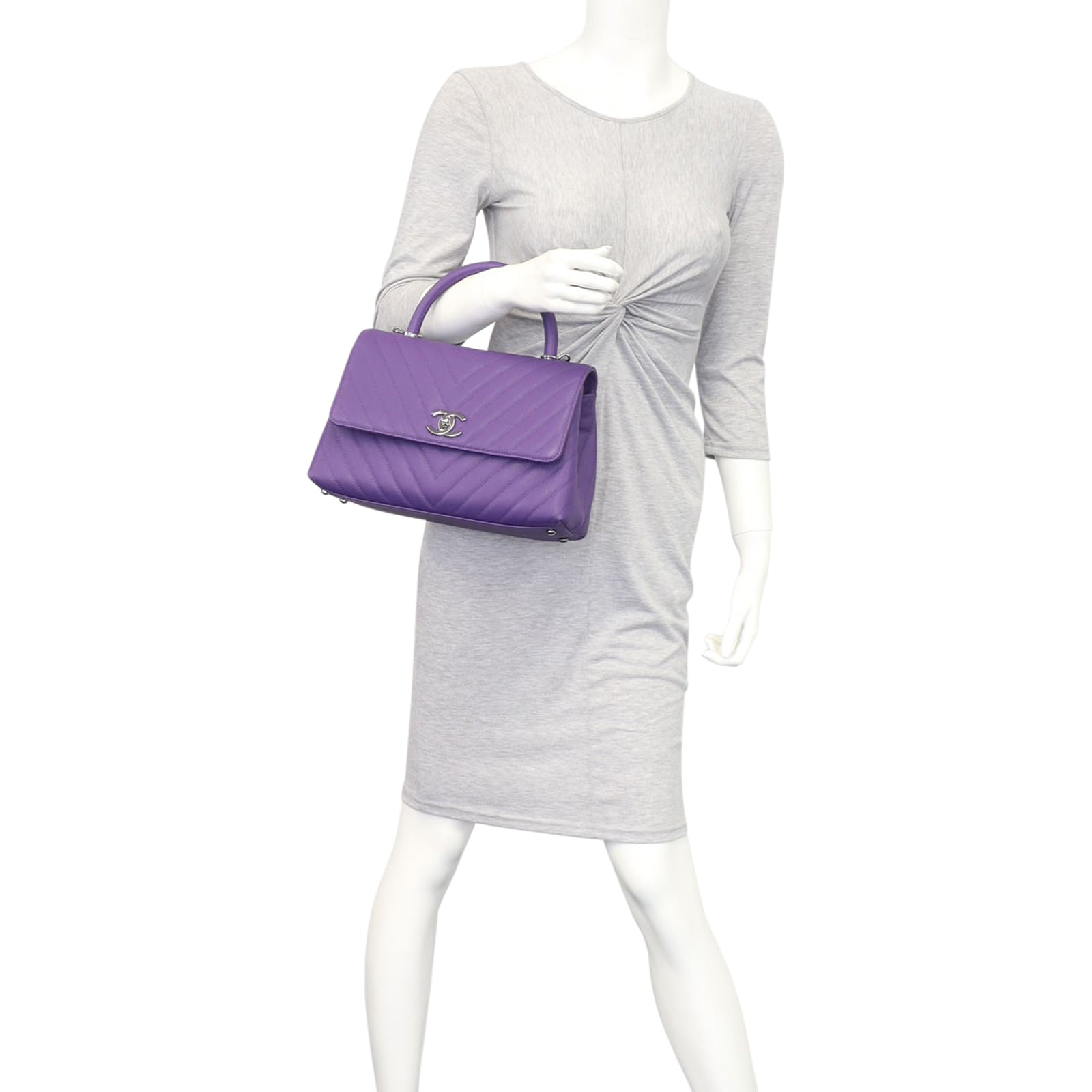 Chanel Coco Top Handle Medium Bag | Rich Purple