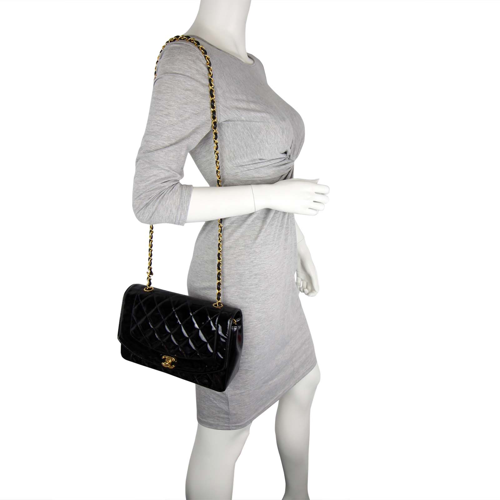 Chanel Quilted Diana Patent Flap Bag | Black GHW