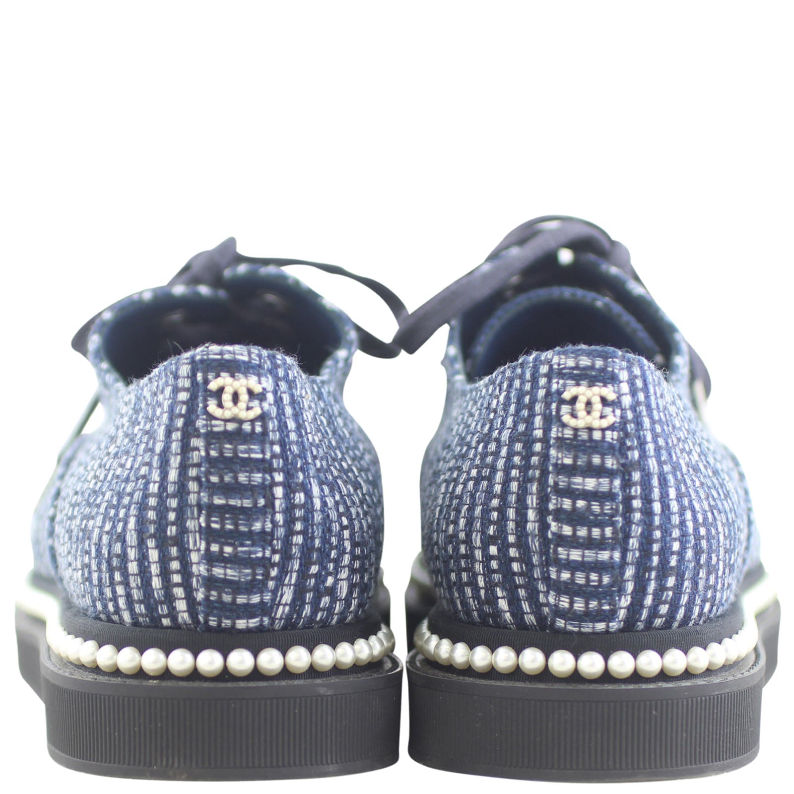 Chanel Tweed Faux-Pearl Oxfords