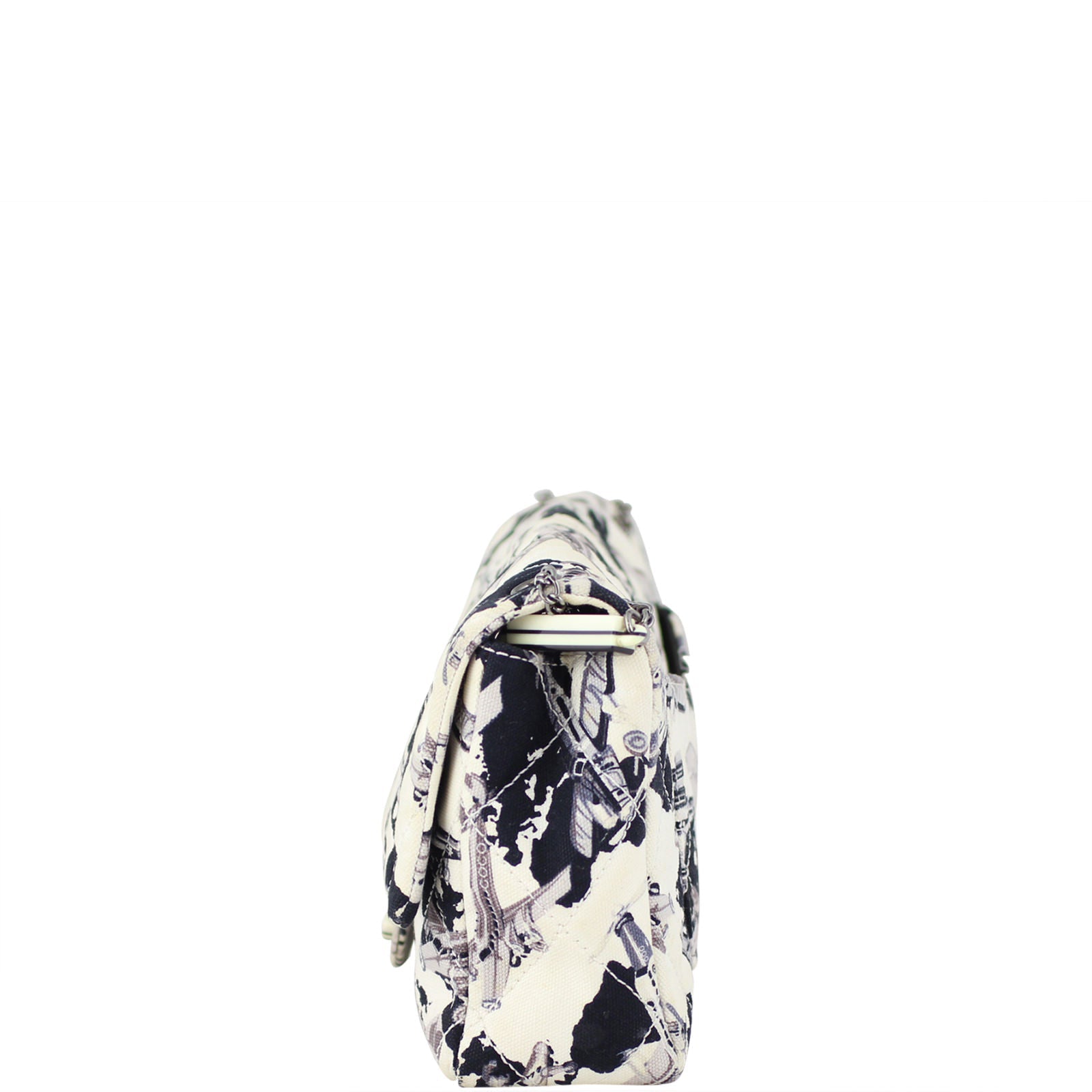 Chanel Printed Airplane Canvas Single Flap Medium