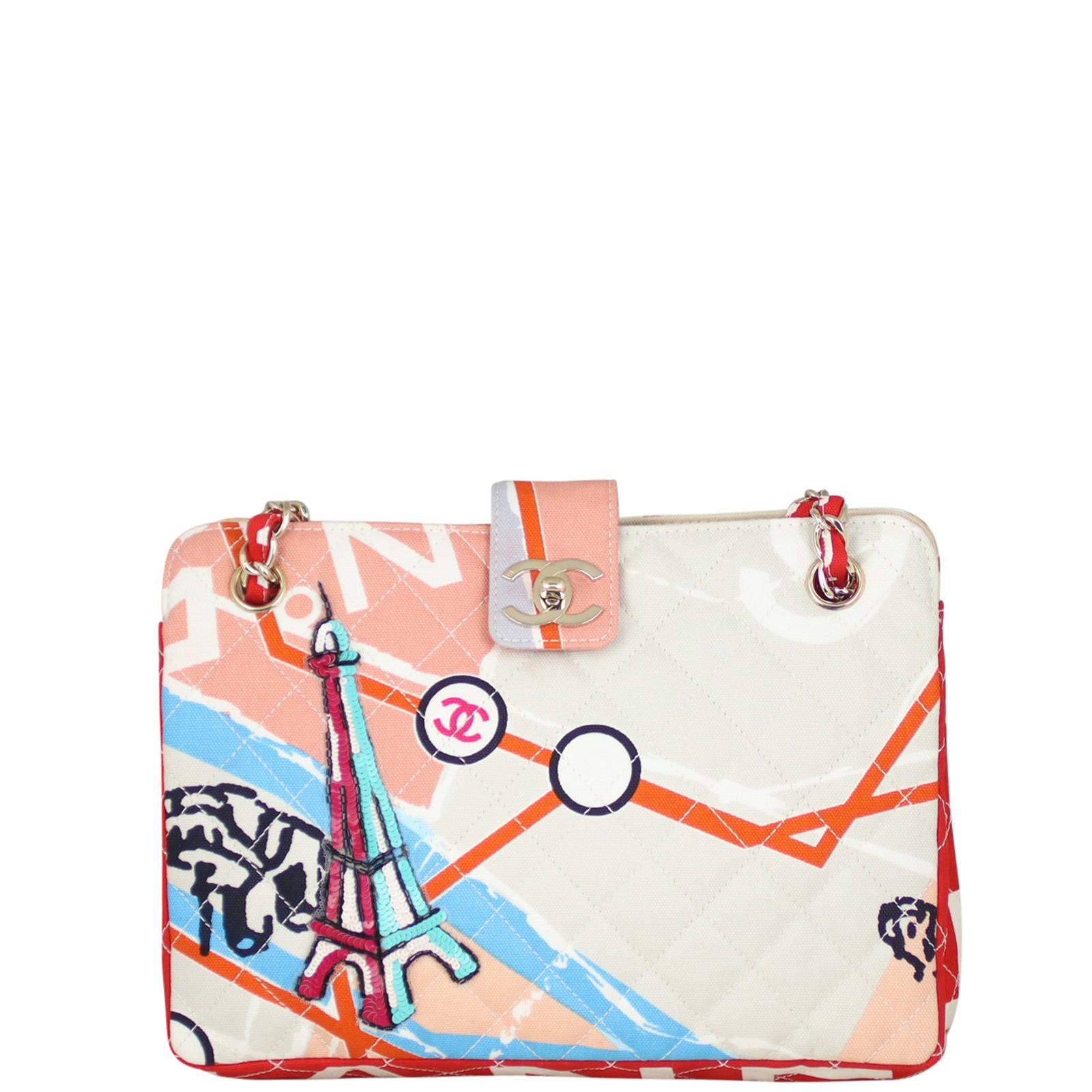 Chanel Quilted Canvas Eiffel Tower Tote