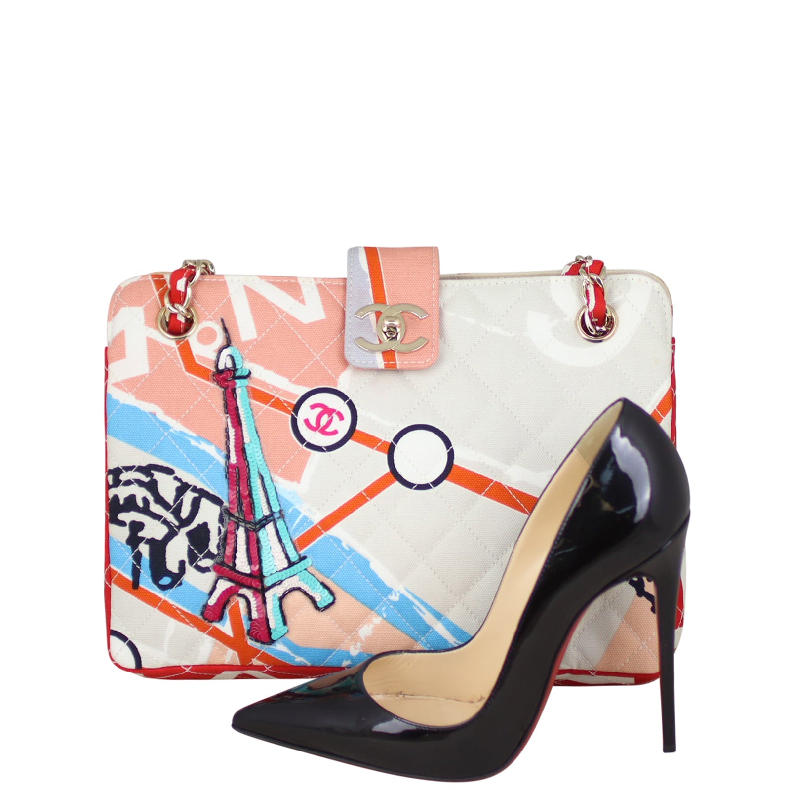 Chanel Quilted Canvas Eiffel Tower Tote