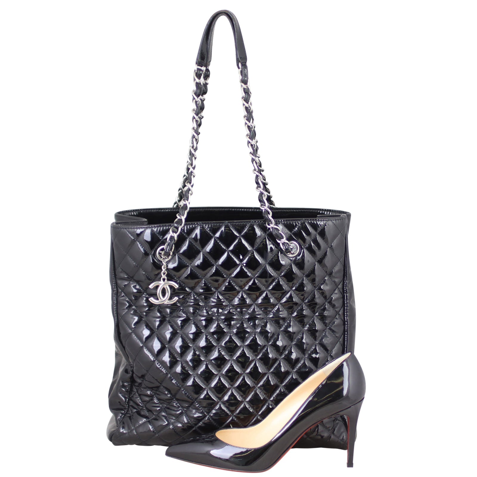 Chanel Quilted Patent Leather Tote