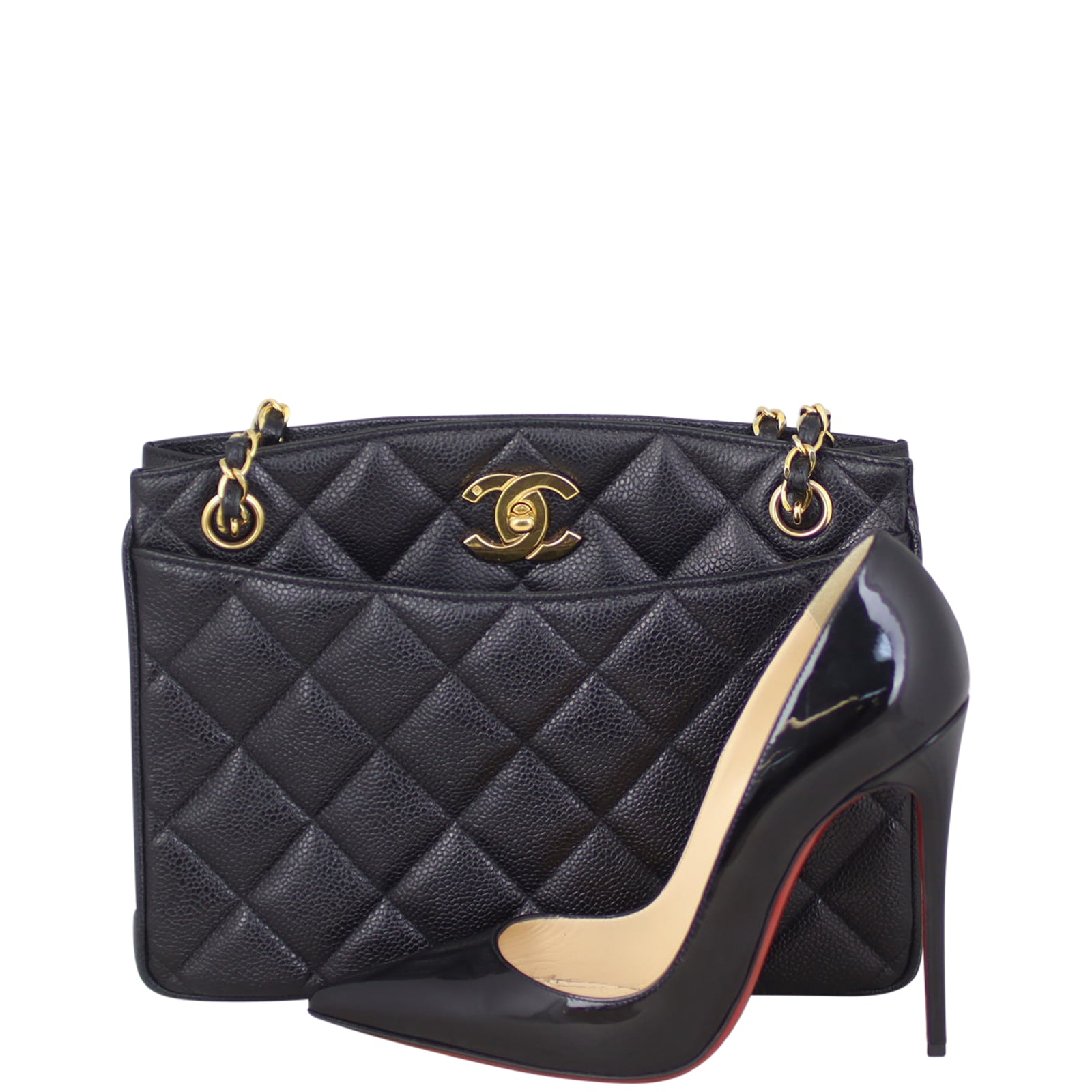 Chanel Vintage CC Lock Pocket Chain Tote