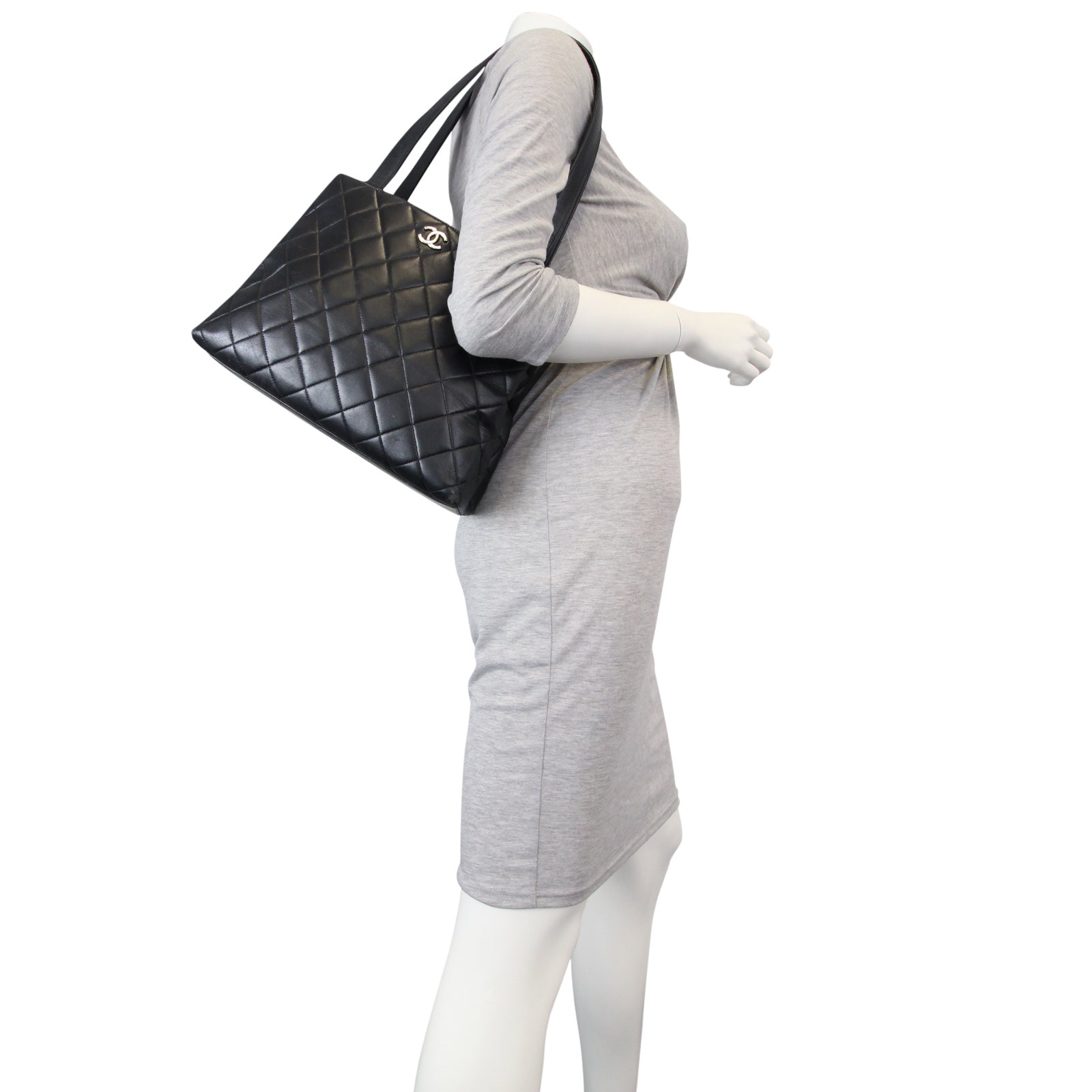Chanel Vintage CC Quilted Shopper Tote
