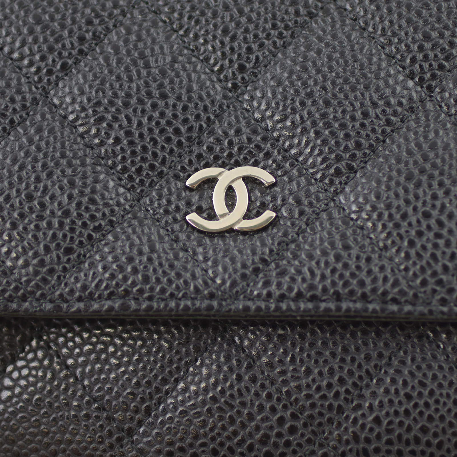 Chanel Classic Wallet on Chain | Black Caviar Silver