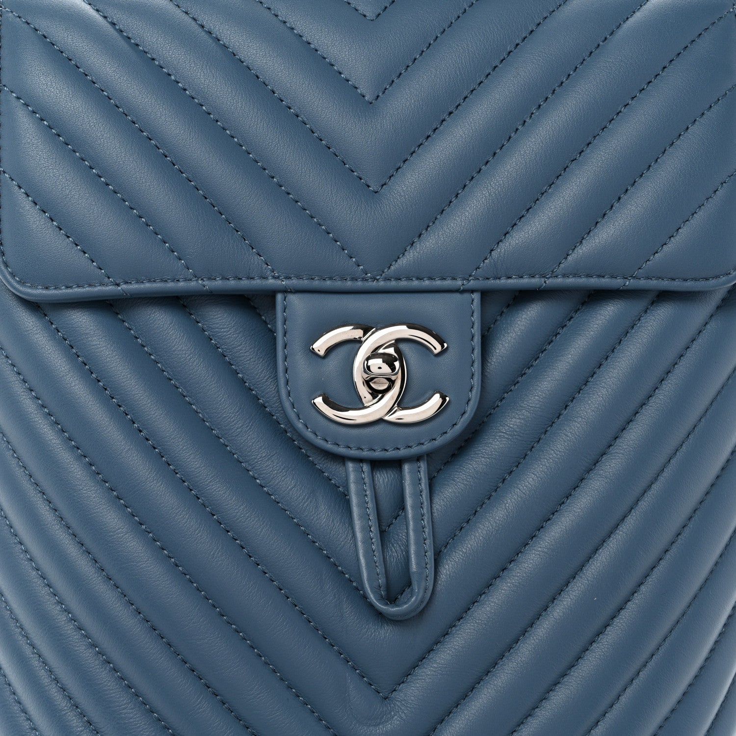 Calfskin Chevron Quilted Small Urban Spirit Backpack Blue