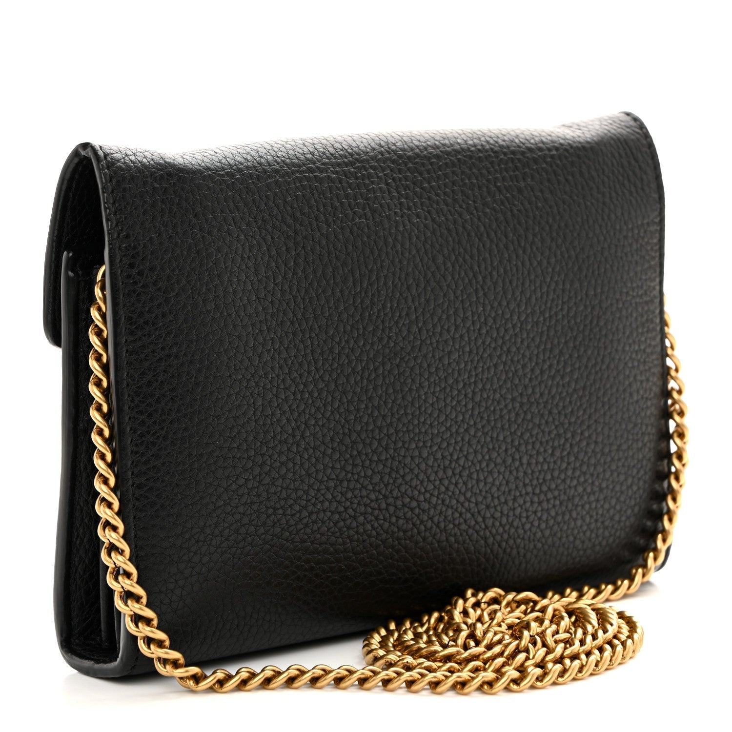 Calfskin GG Marmont Chain Wallet Black