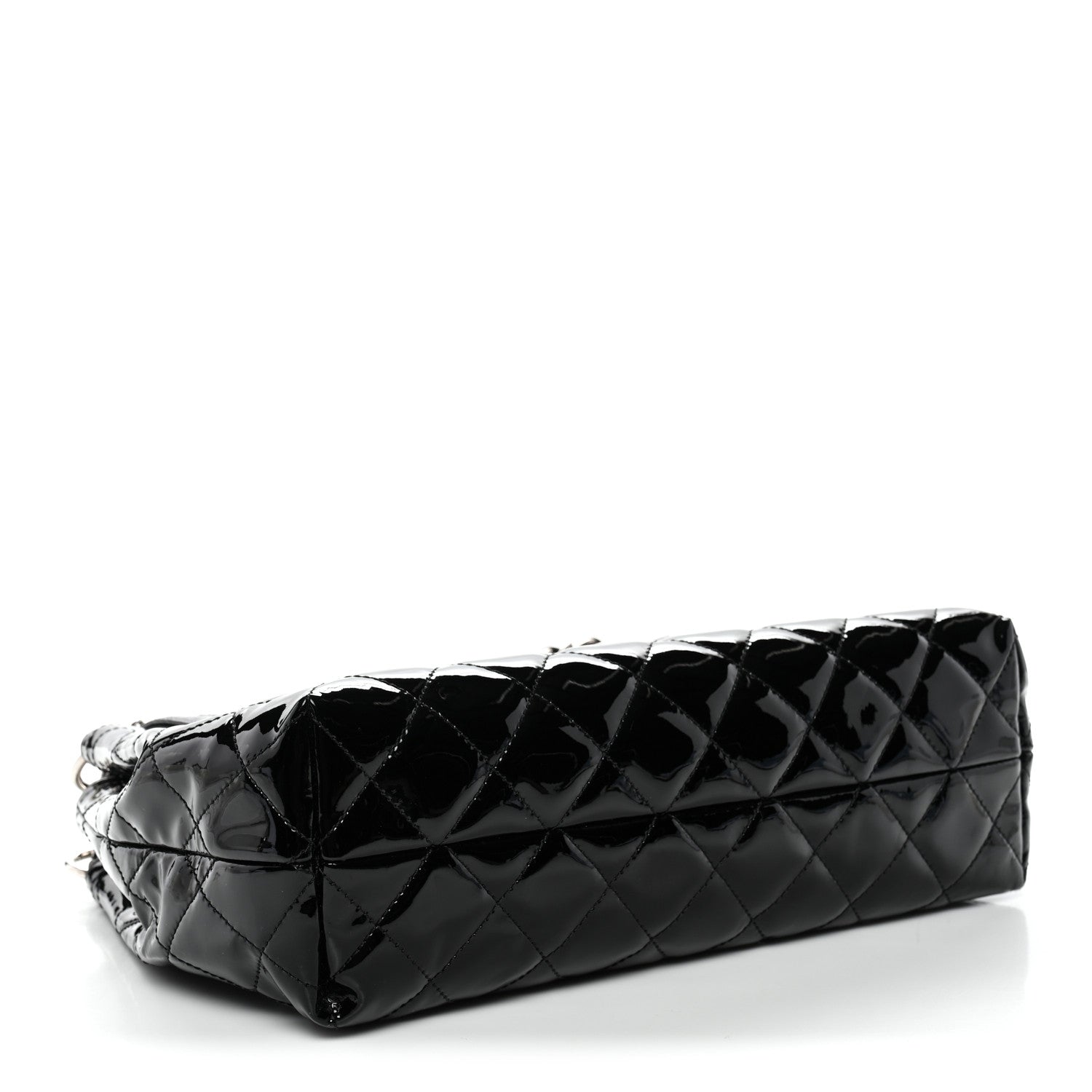 Patent Quilted Large Coco Shine Accordion Flap Black