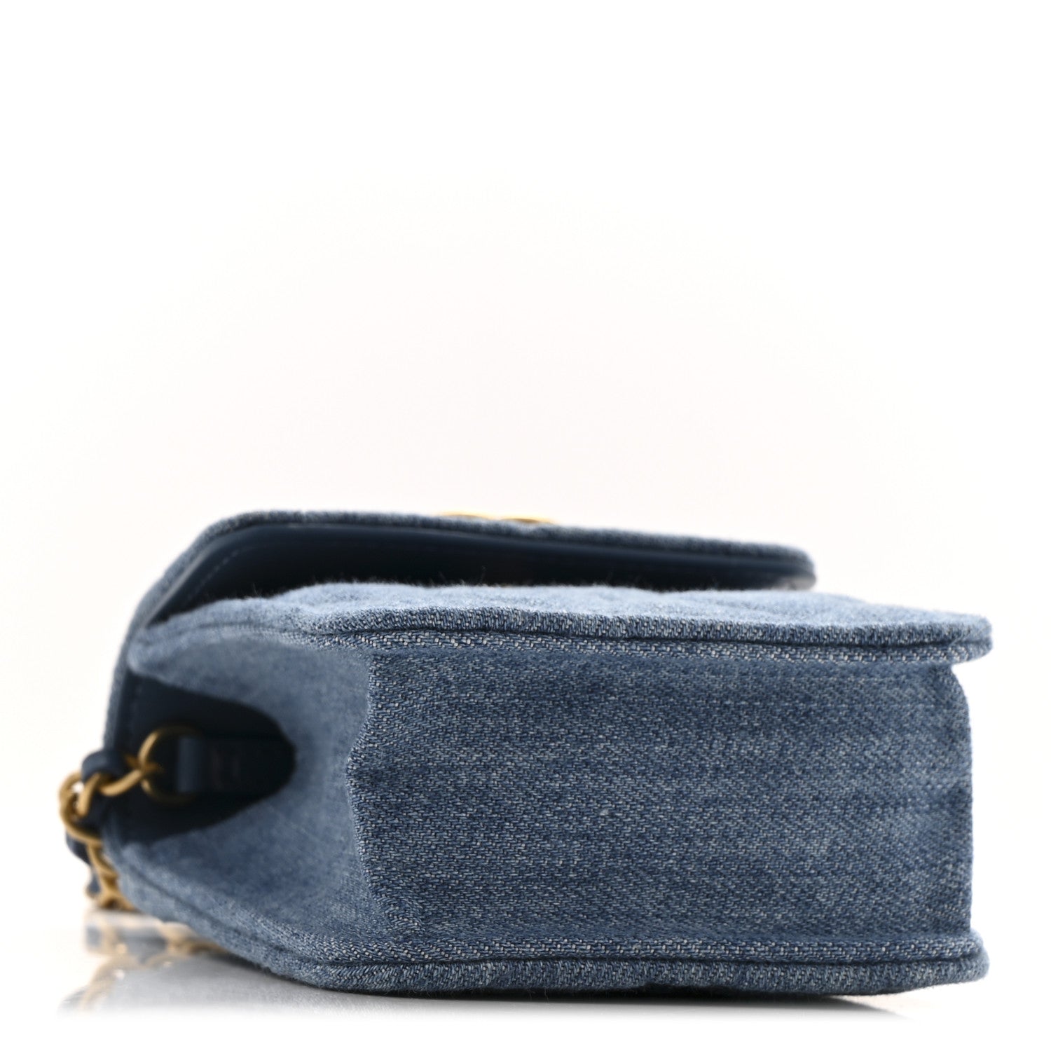 Denim Quilted Flap Mini Crossbody Blue