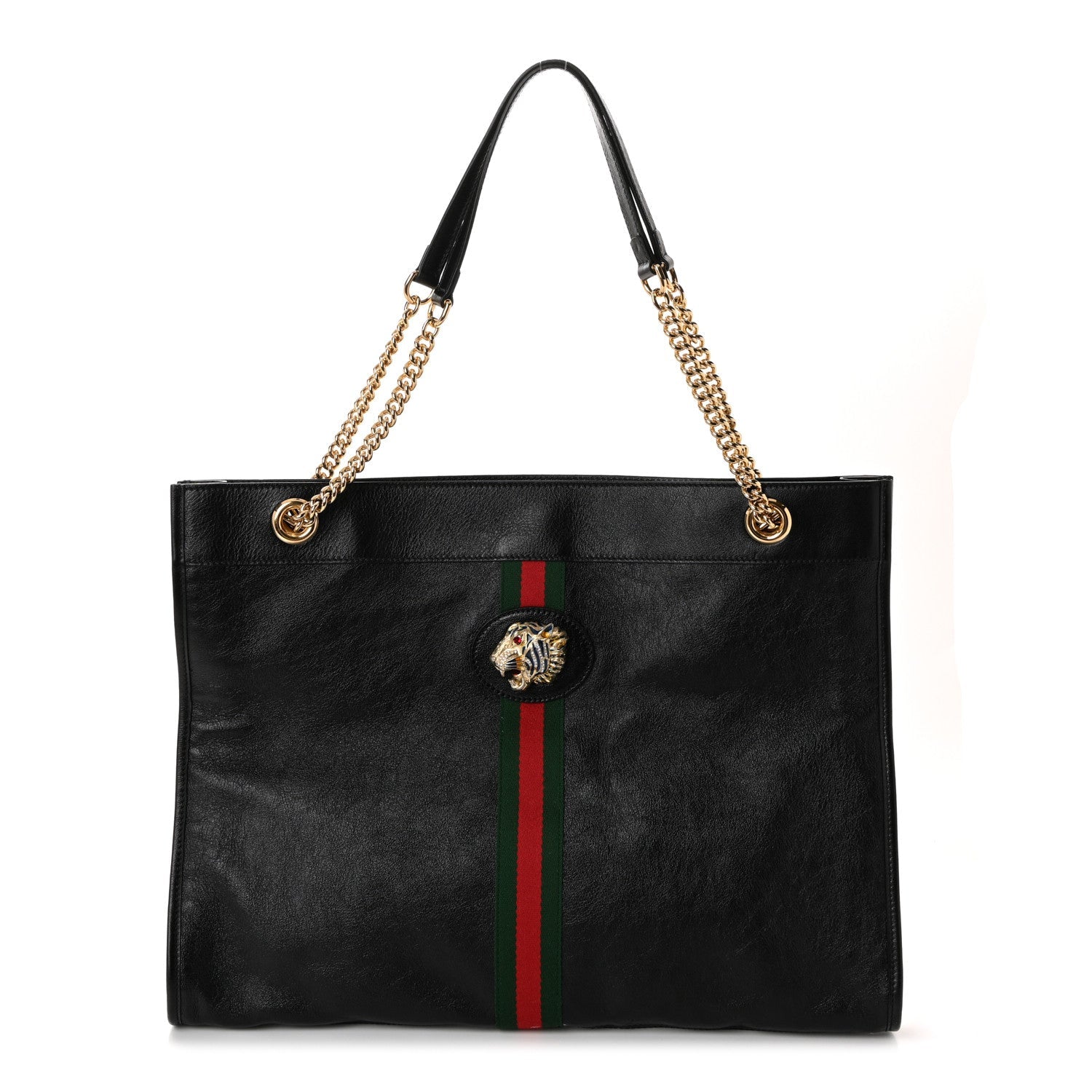 Calfskin Large Rajah Chain Tote Black