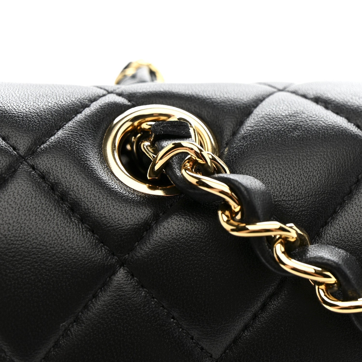 Lambskin Quilted Medium Double Flap Black