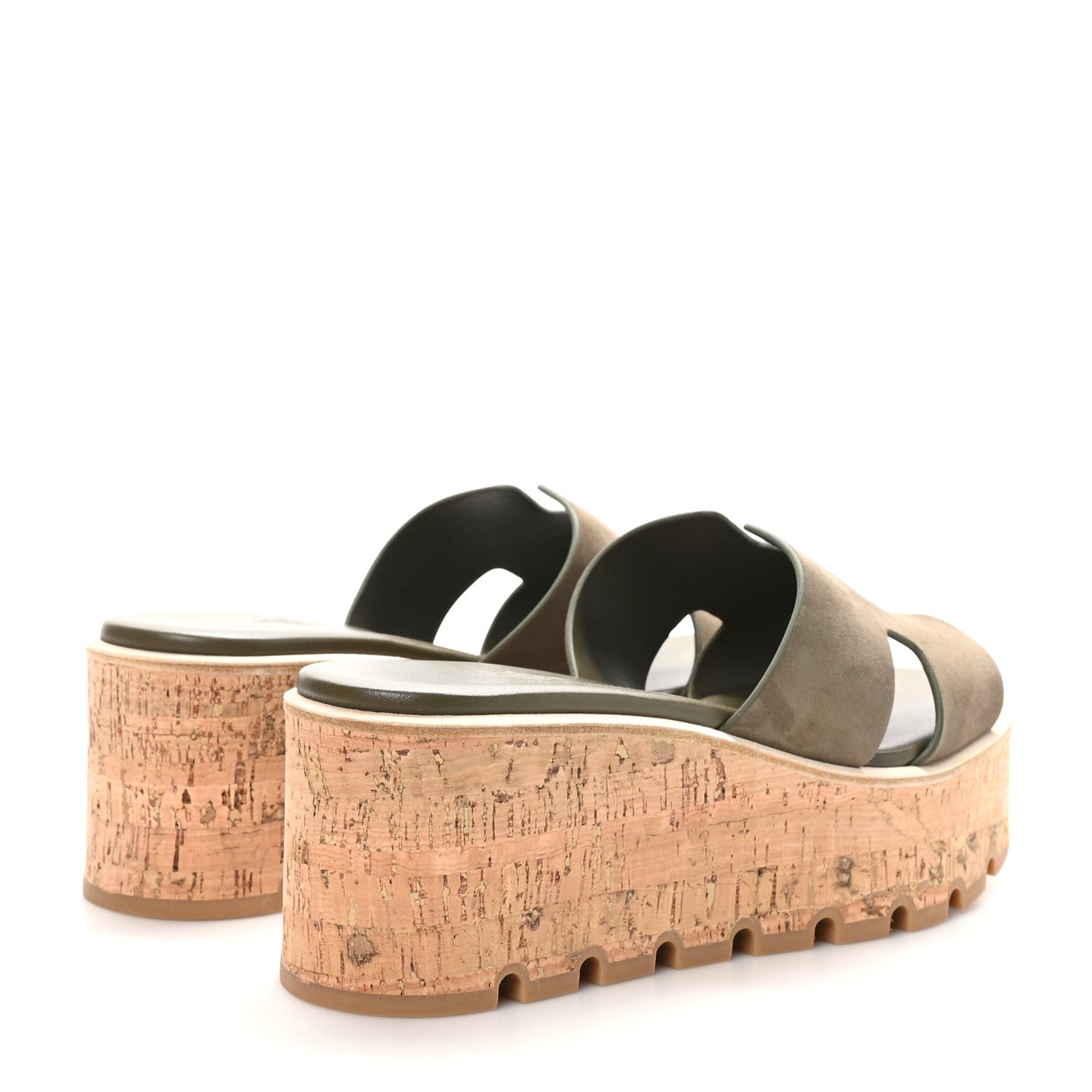 Suede Goatskin Cork Eze 30 Sandals 40 Vert Toundra
