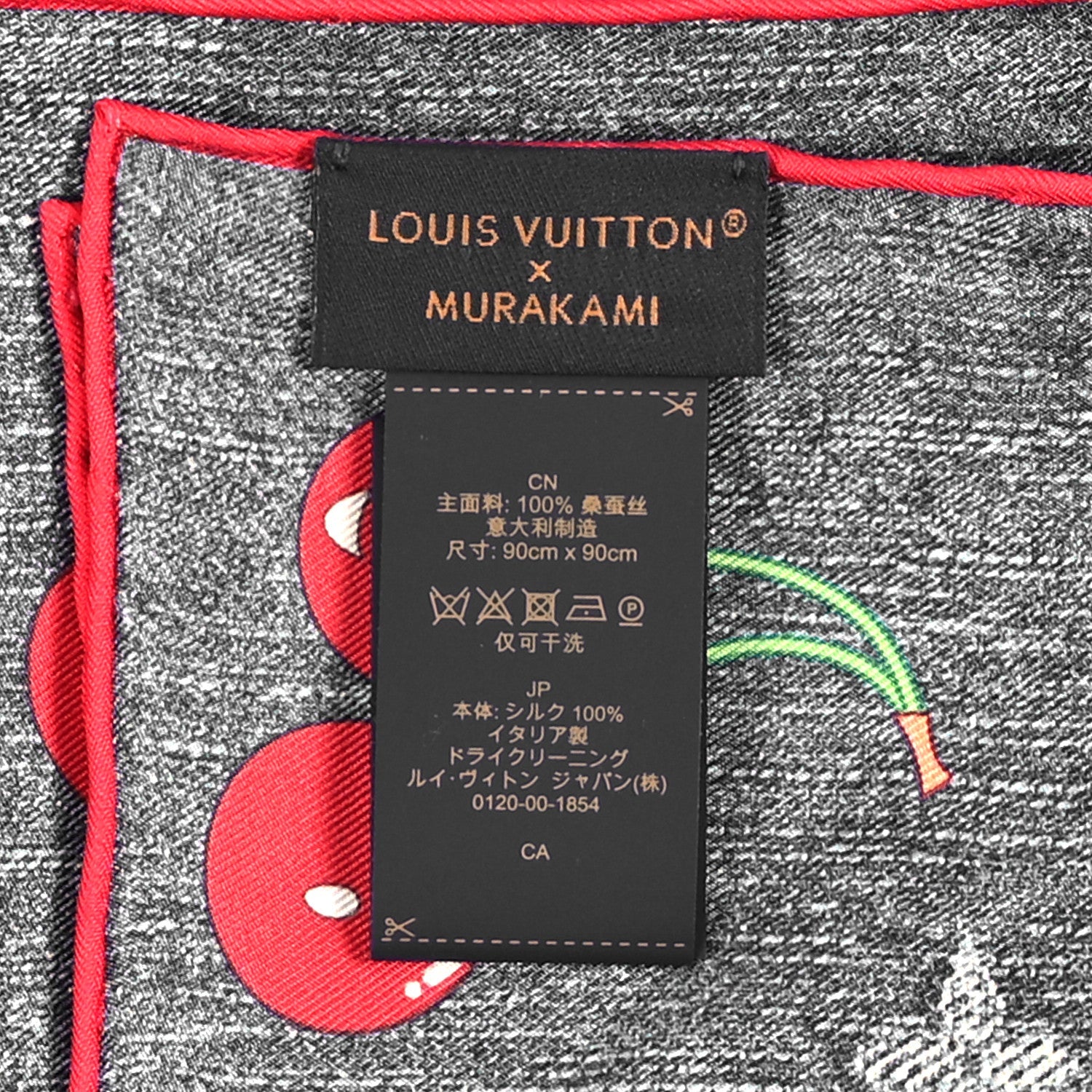 LV X TM Silk Monogram Cerises Square Scarf 90 Denim Blue
