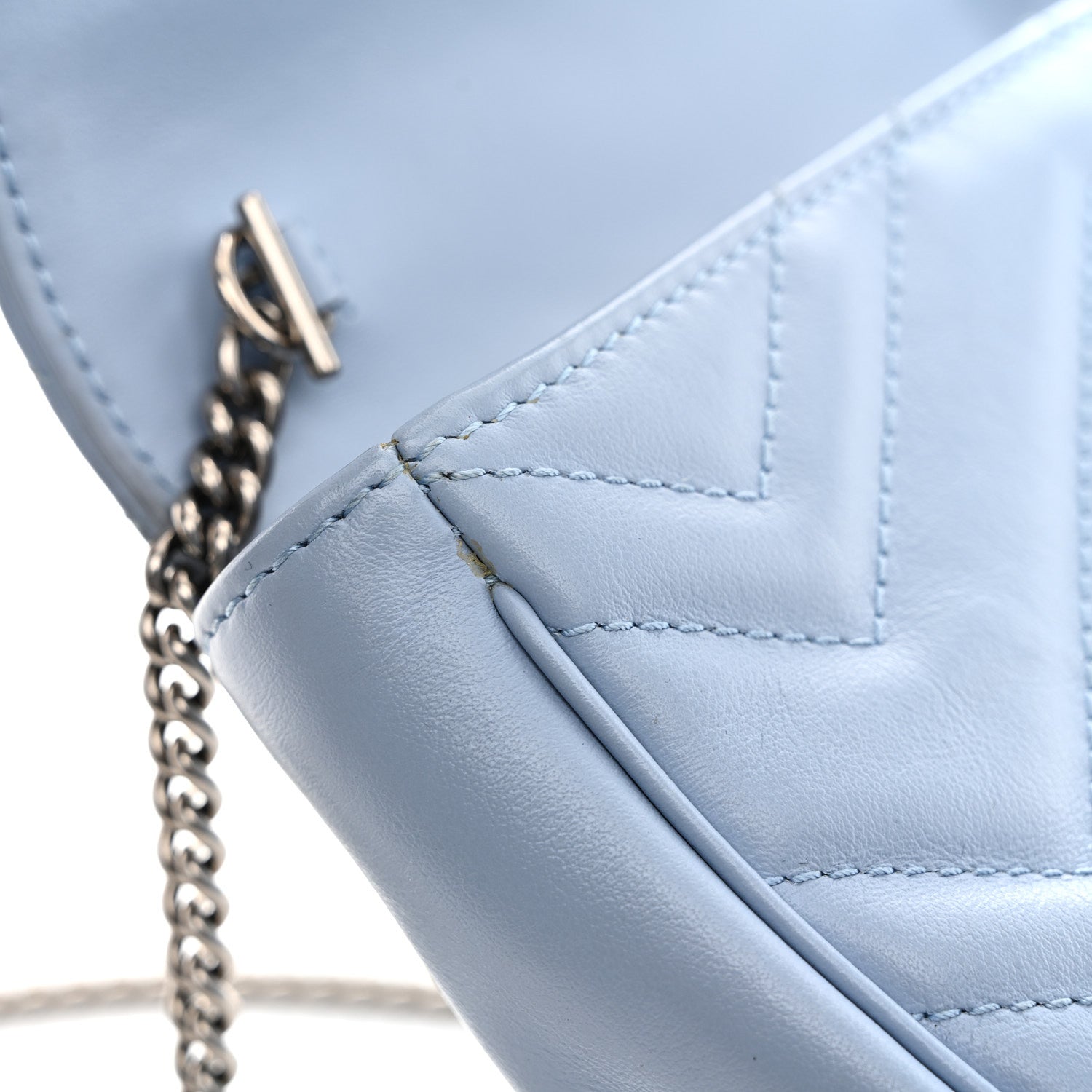 Calfskin Matelasse Super Mini GG Marmont Shoulder Bag Porcelain Light Blue