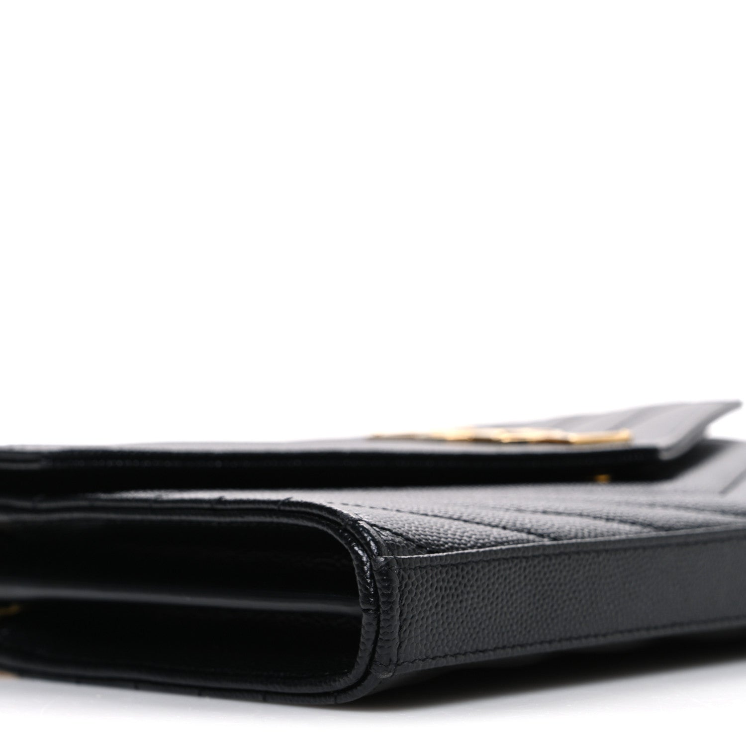 Grain De Poudre Matelasse Chevron Monogram Chain Wallet Black