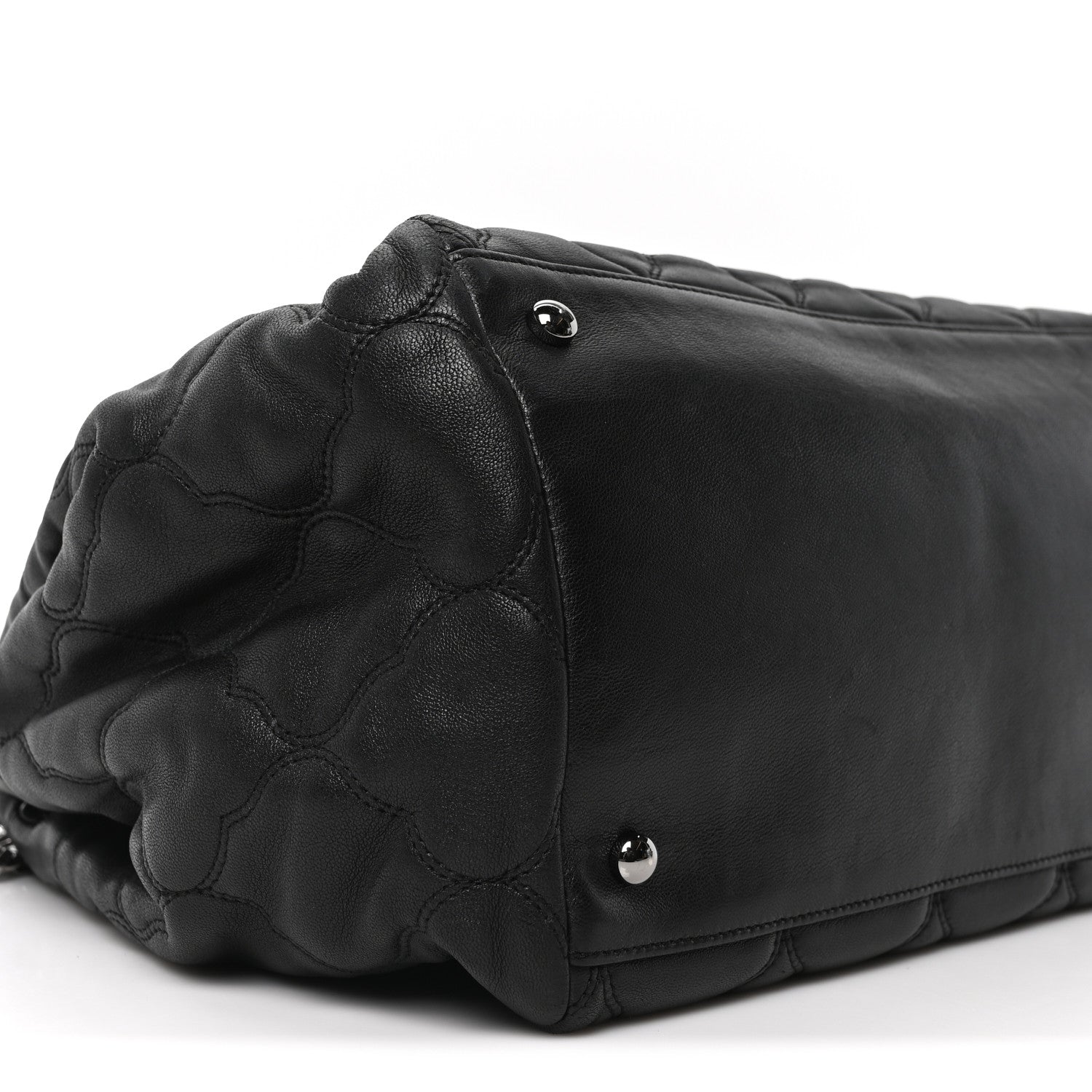 Lambskin Cells Accordion Tote Black