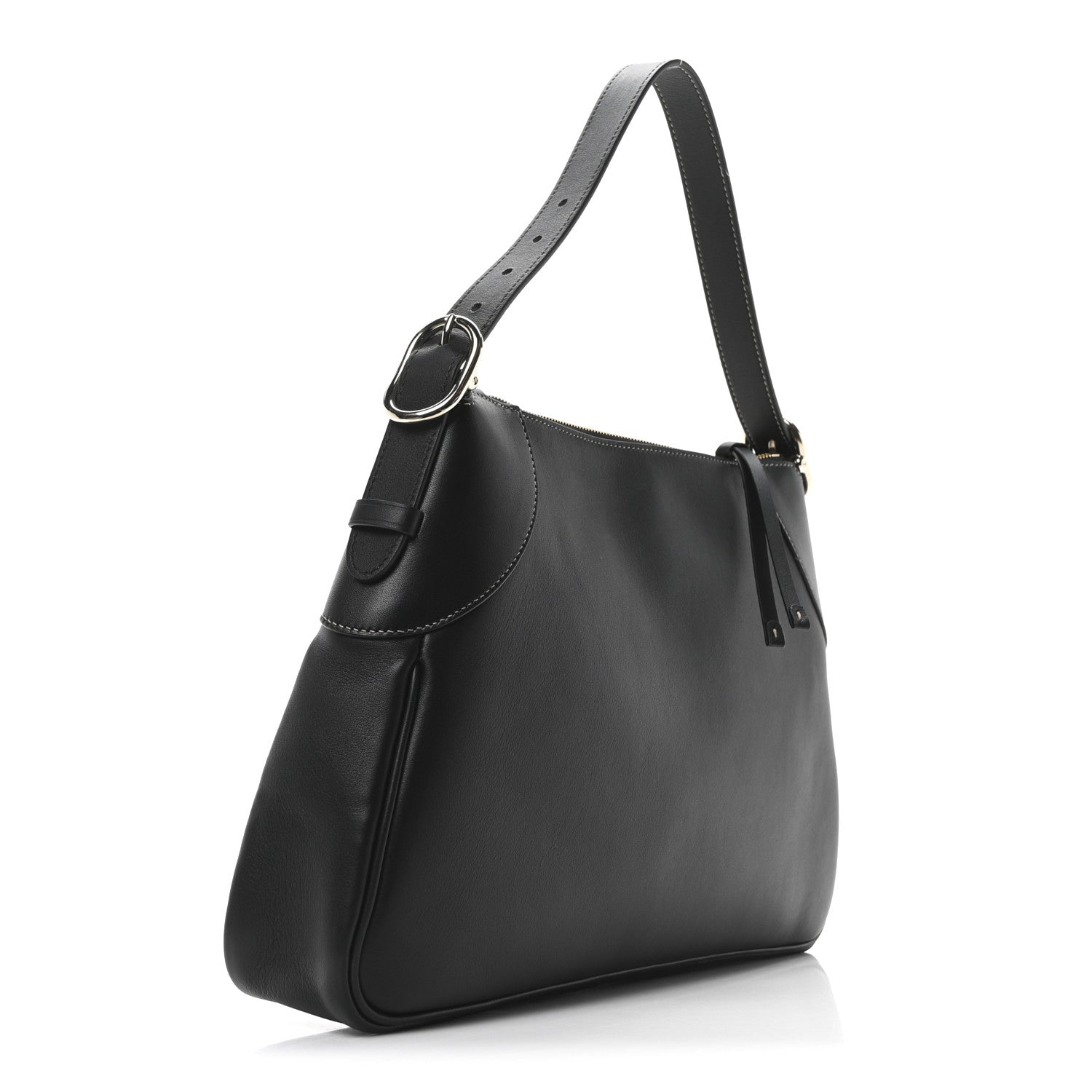 Calfskin Medium Emblem Shoulder Bag Black