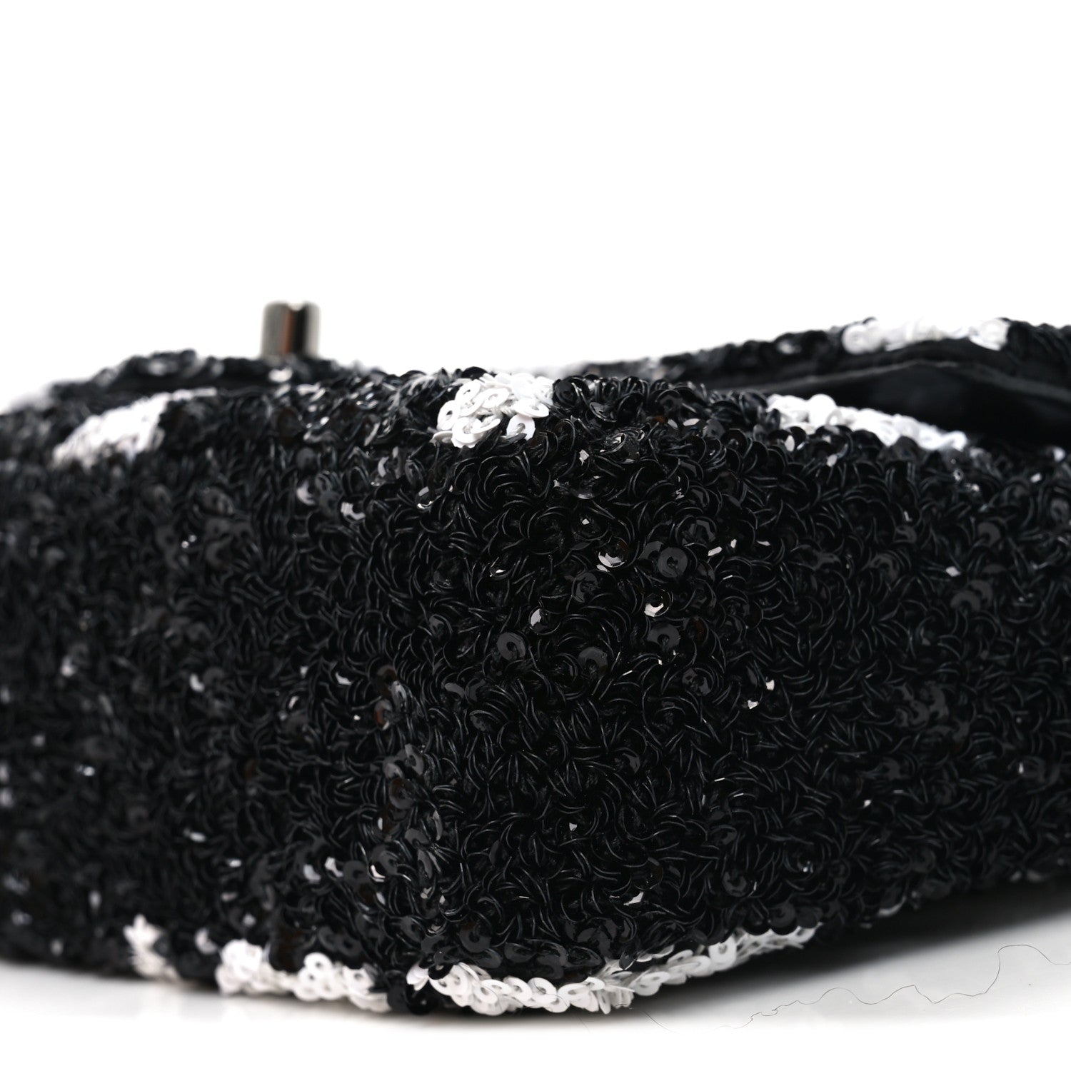 Sequin Mini Rectangular Flap Black White