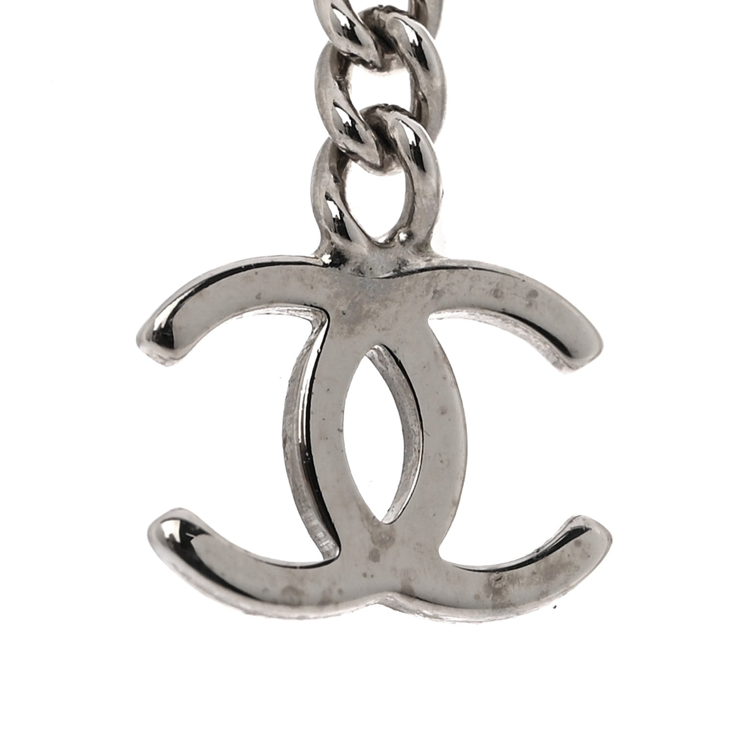 Metal CC Chain Drop Earrings Silver