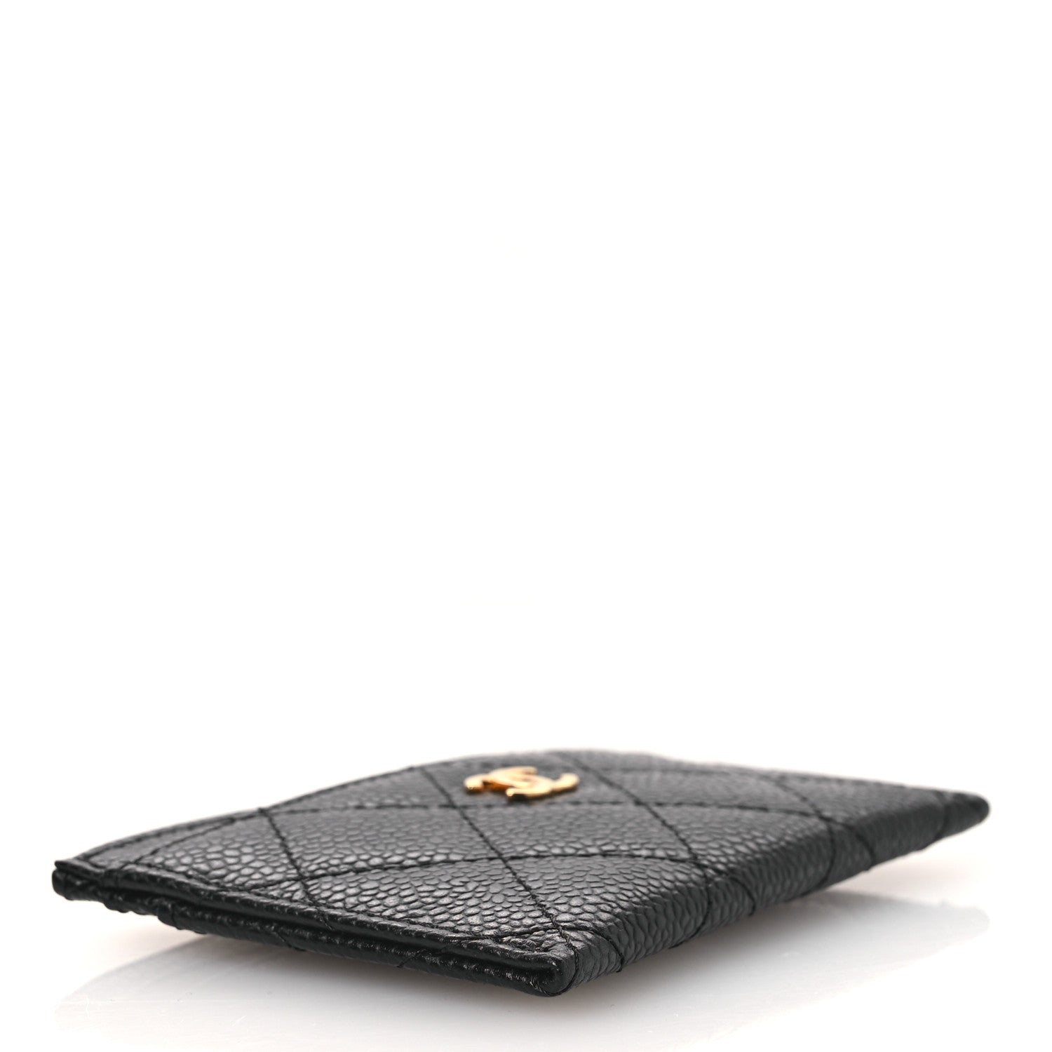 Caviar Quilted Card Holder Black