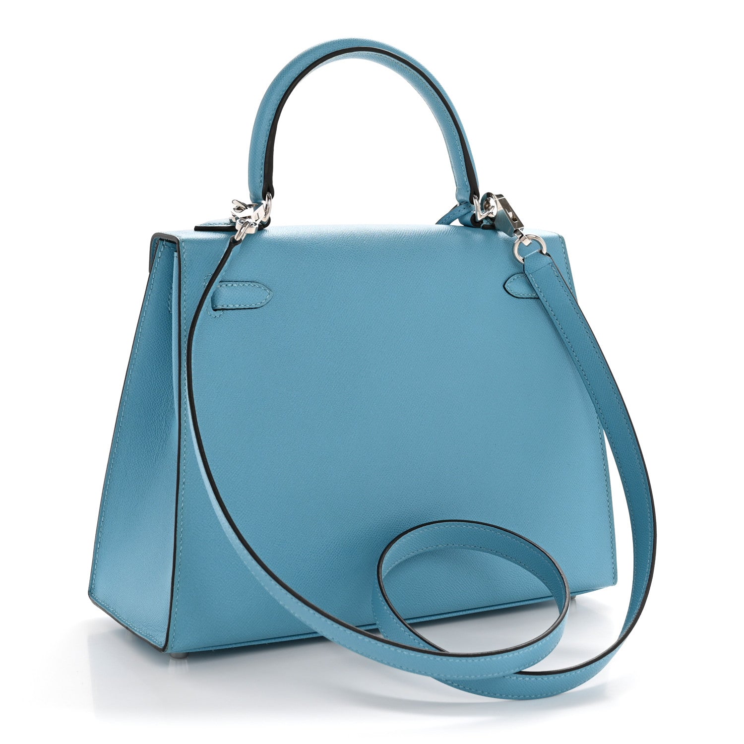Madame Calfskin Kelly Sellier 25 Bleu du Nord