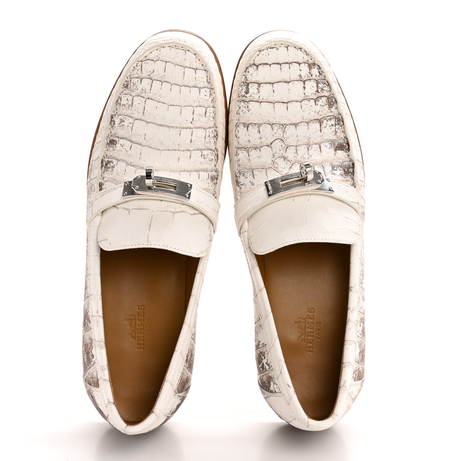 Matte Niloticus Crocodile Himalaya Womens Destin Loafer 38 Blanc
