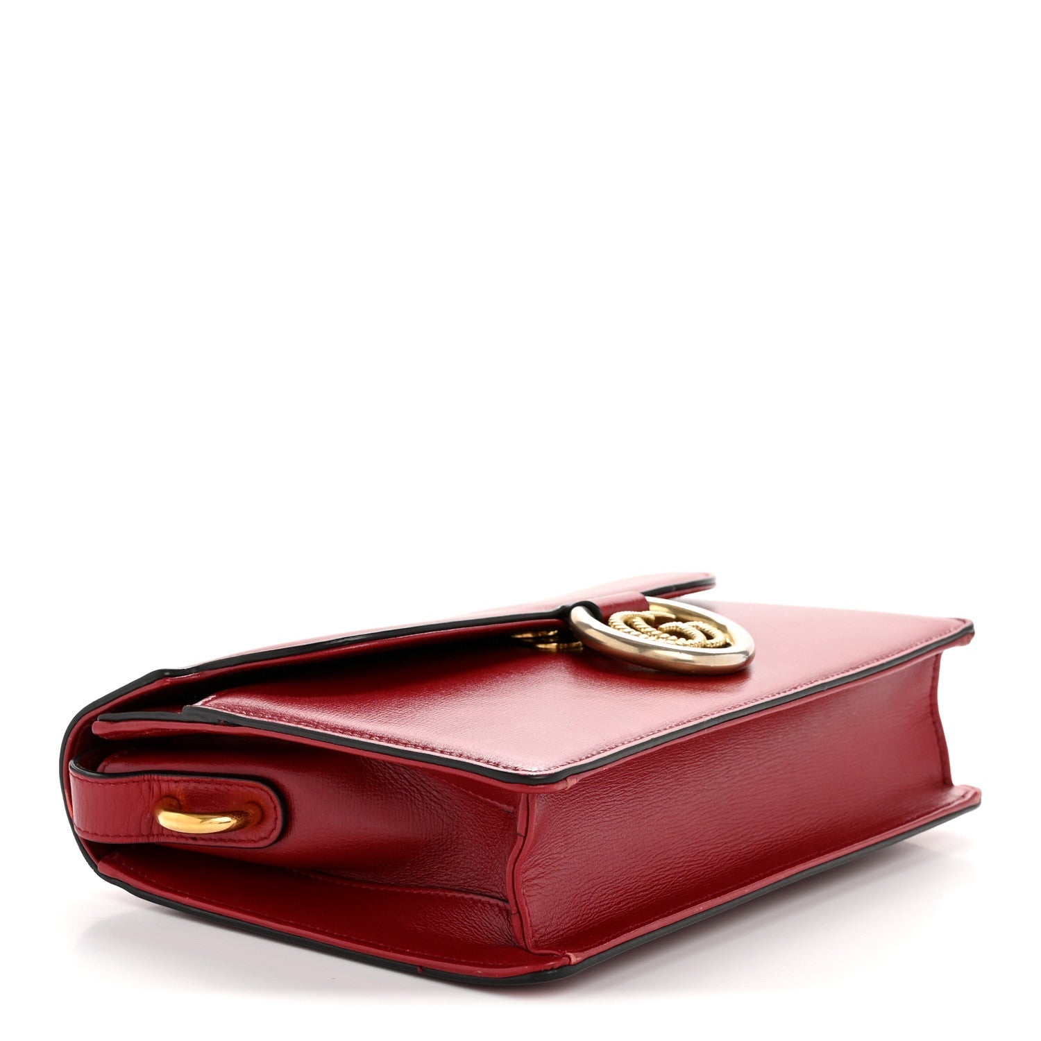 Textured Calfskin Small Torchon GG Ring Shoulder Bag New Cherry Red