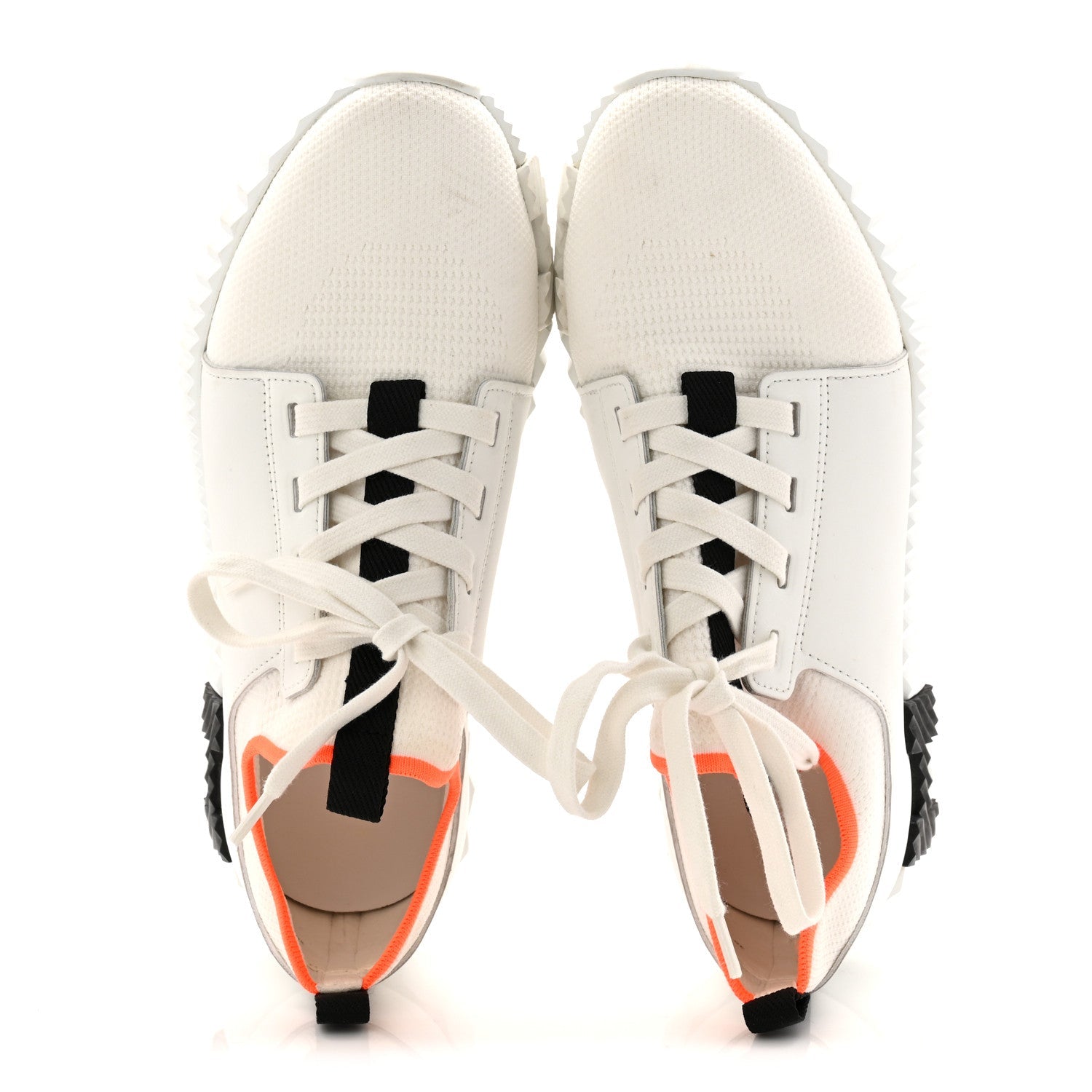 Knit Calfskin Depart Sneakers 38 White