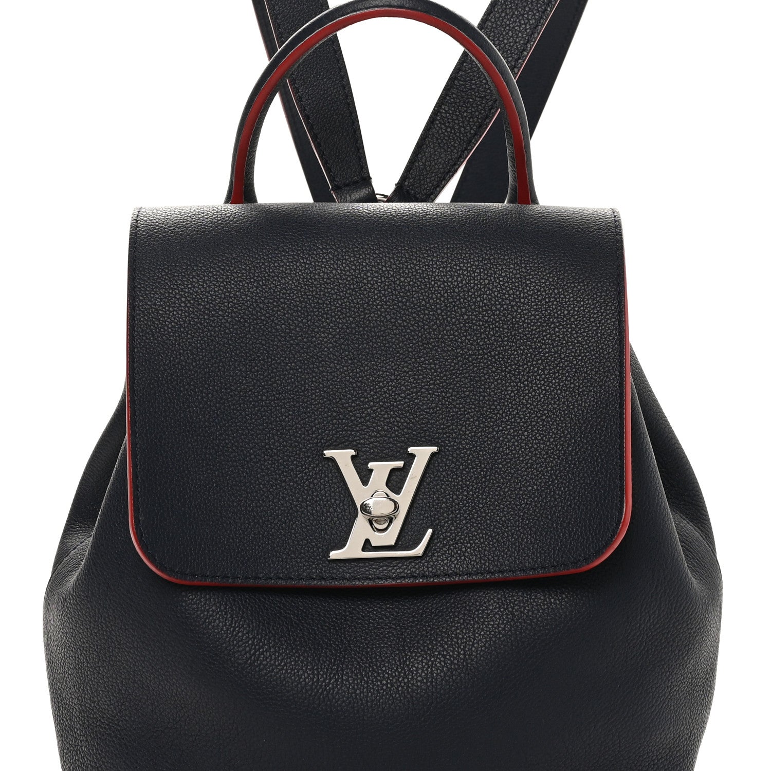 Soft Calfskin Lockme Backpack Marine Rouge