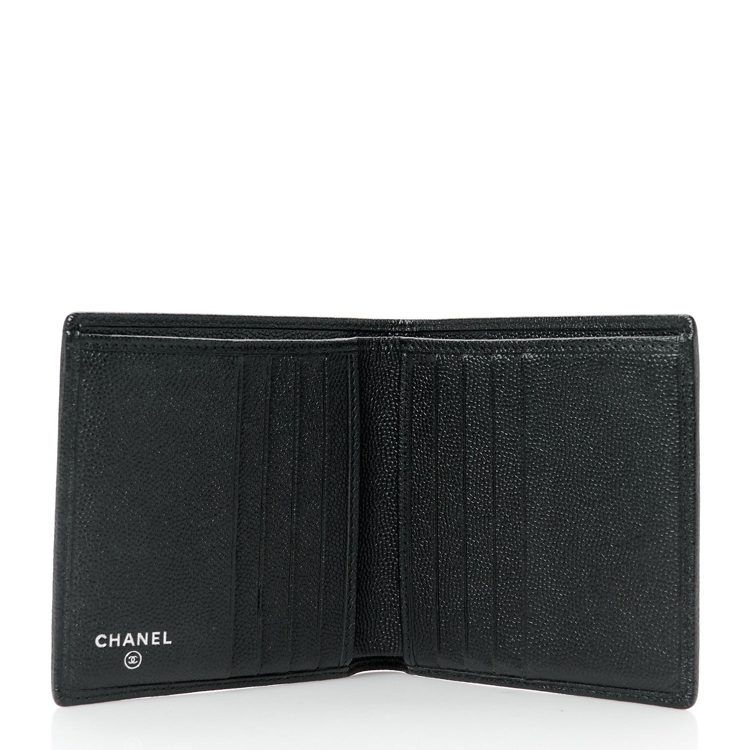 Caviar CC Button Bi-Fold Wallet Black